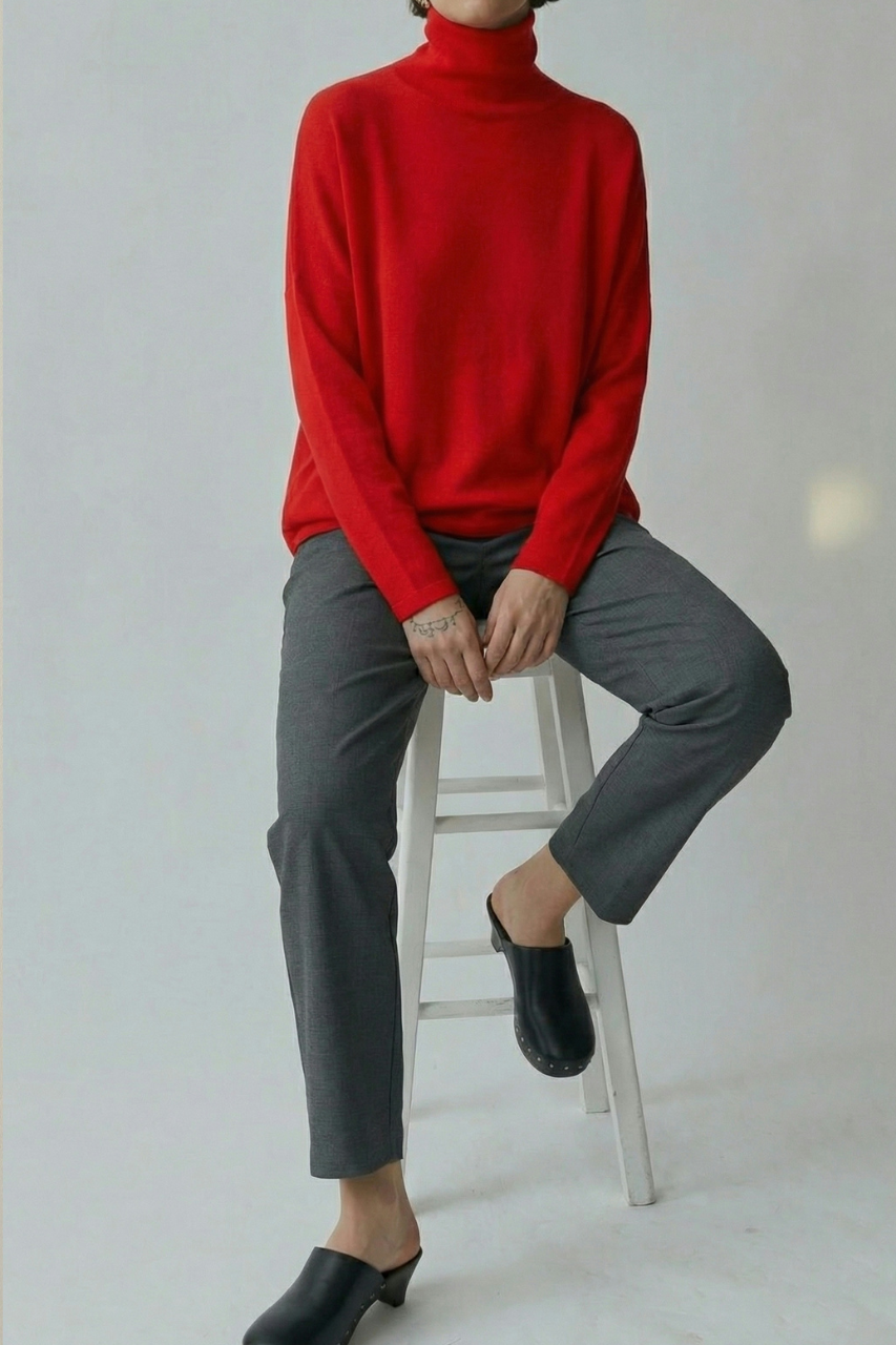 Cozy turtleneck top red