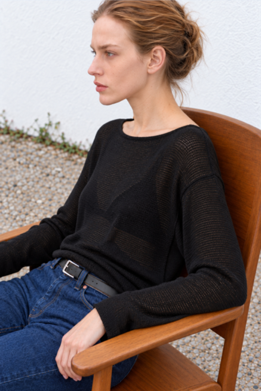 Knitted bateau top black
