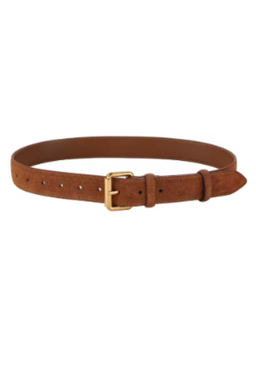 Suede belt camel