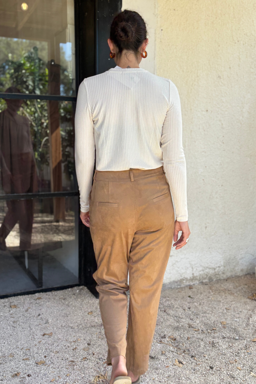 Suede pants camel
