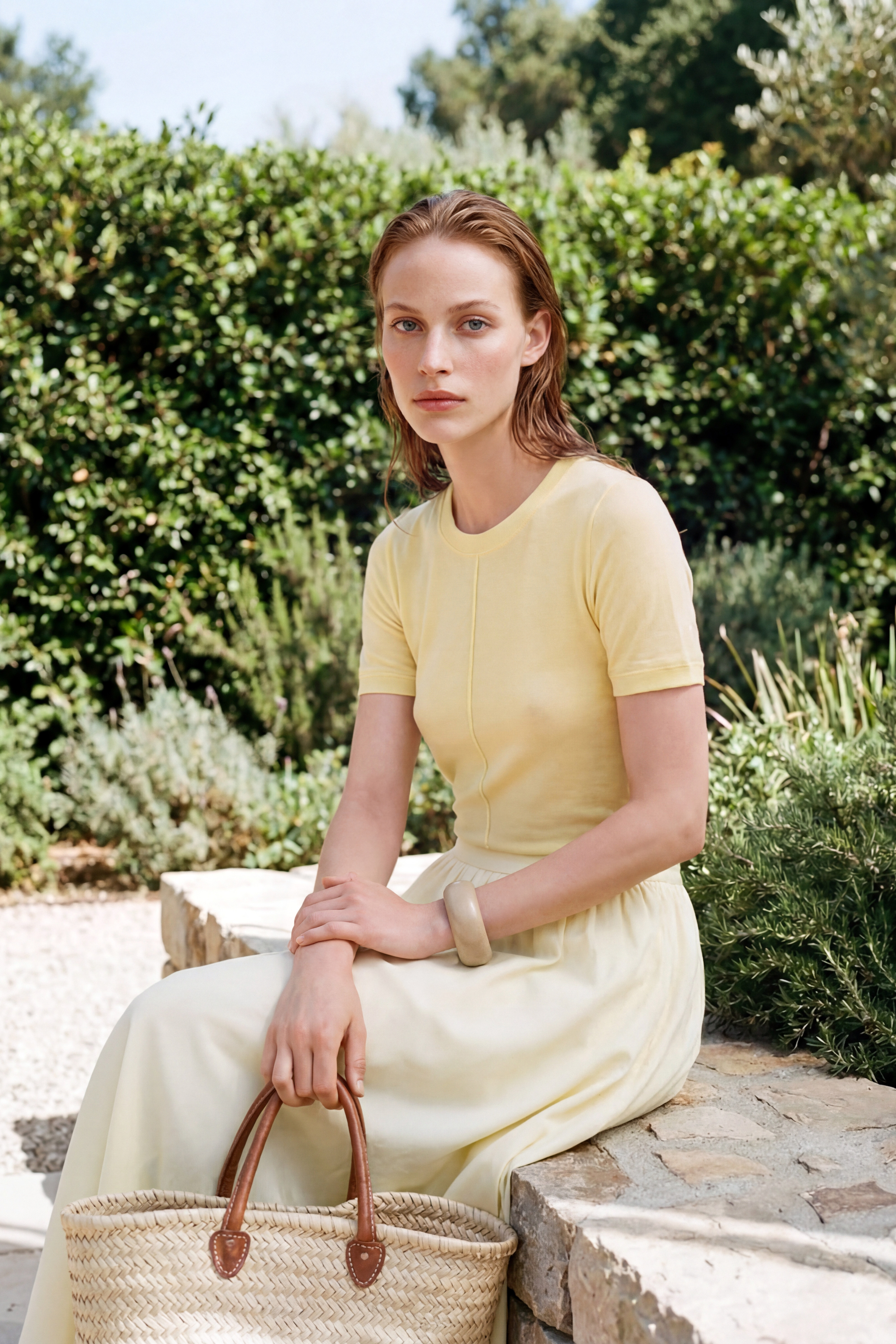 Flatlock t shirt yellow