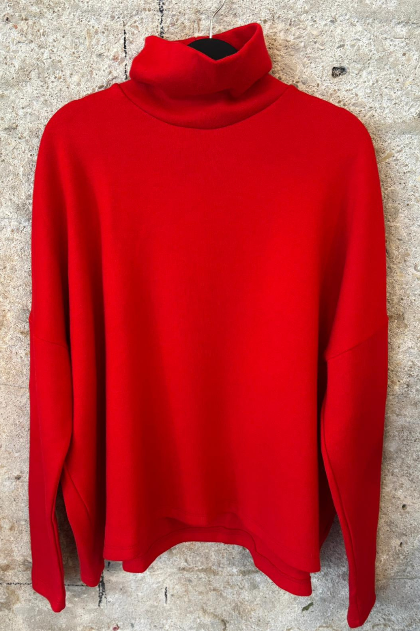 Cozy turtleneck top red