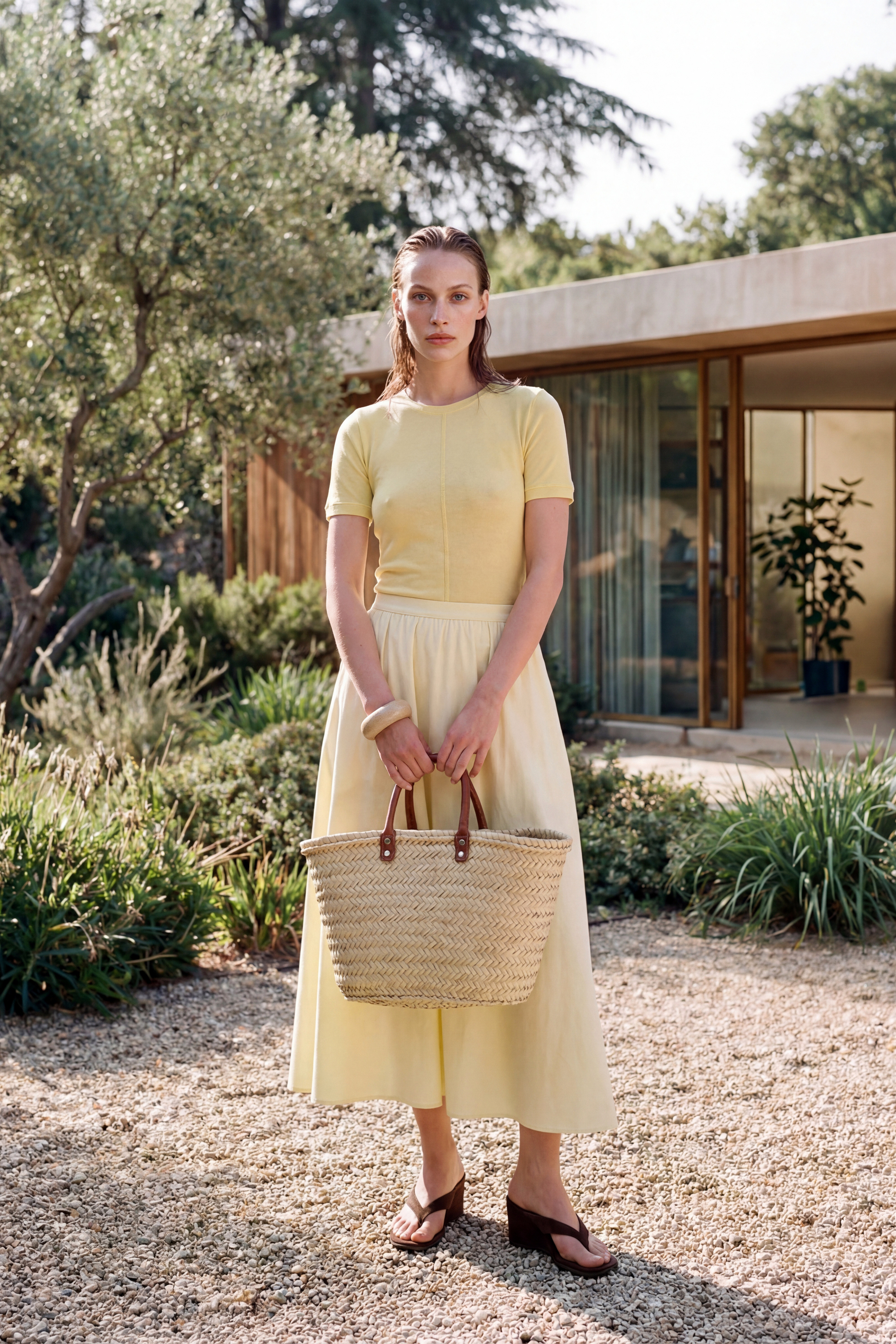 tencel Wide skirt yellow