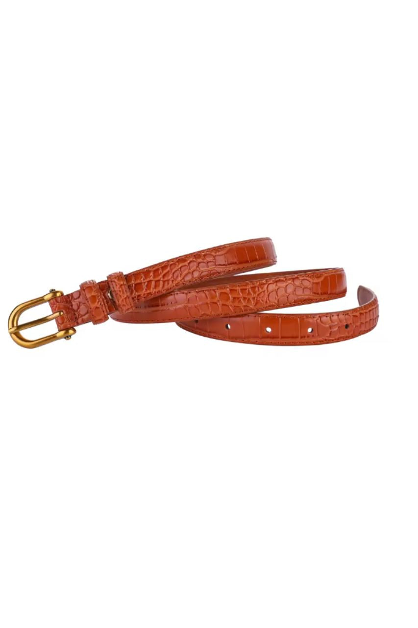 croco leather belt Camel