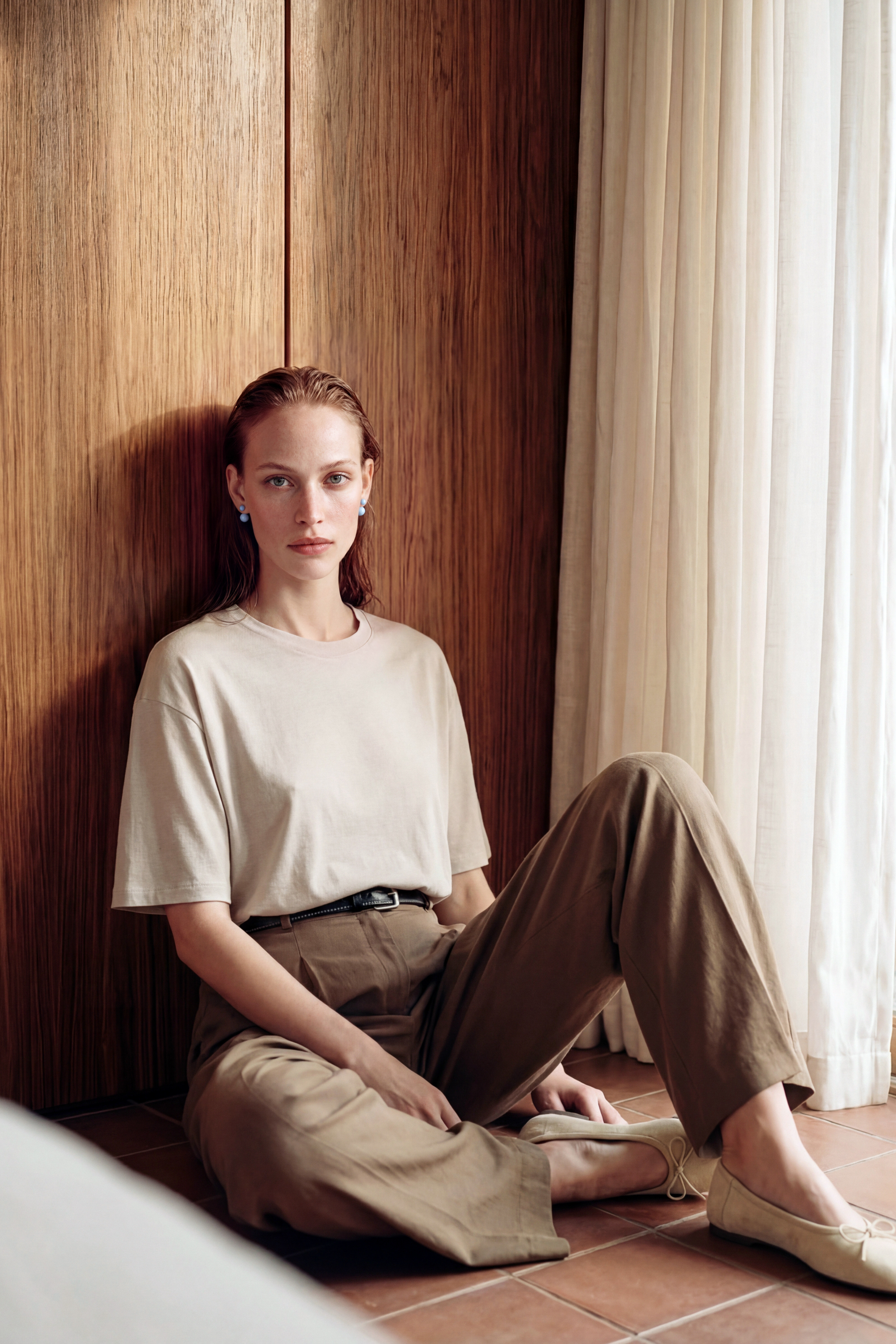 Wide Bruno Silk Pants Camel