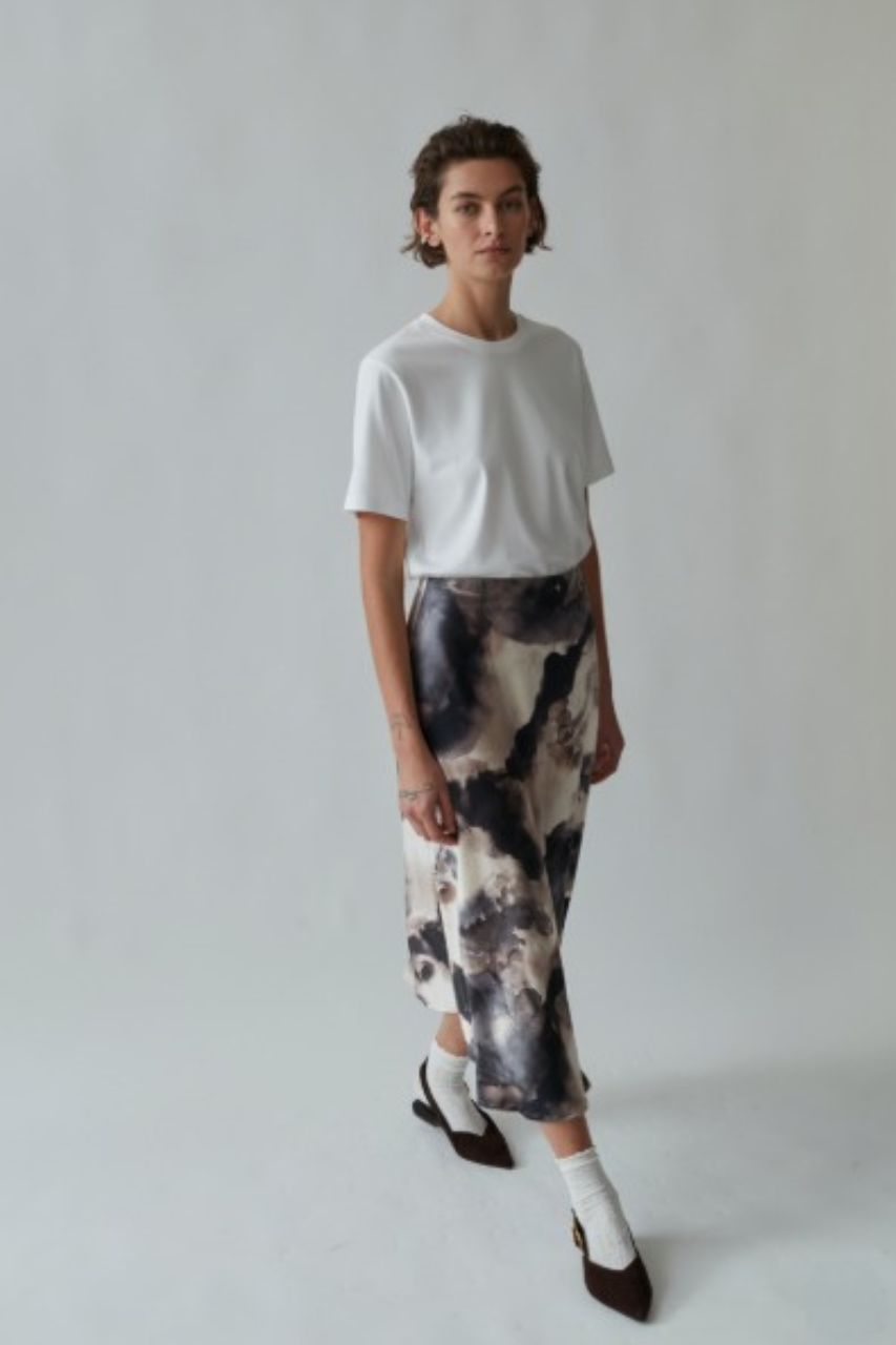 leo wide skirt printed brown