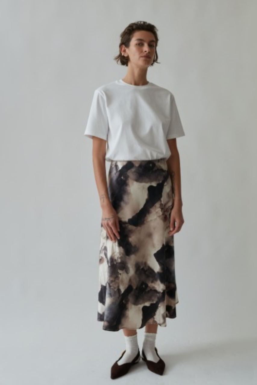 leo wide skirt printed brown