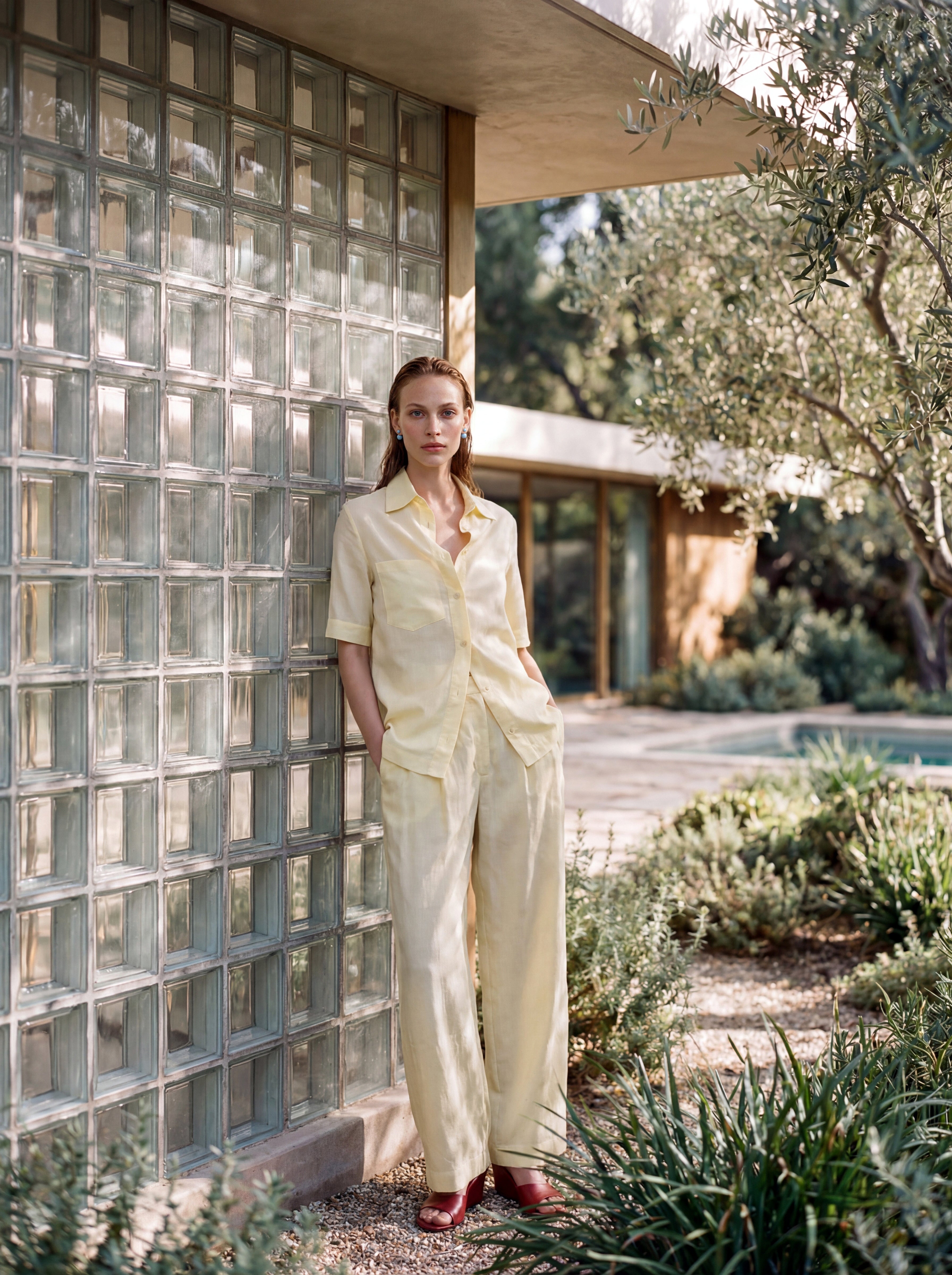 Wide Bruno Silk Pants Yellow