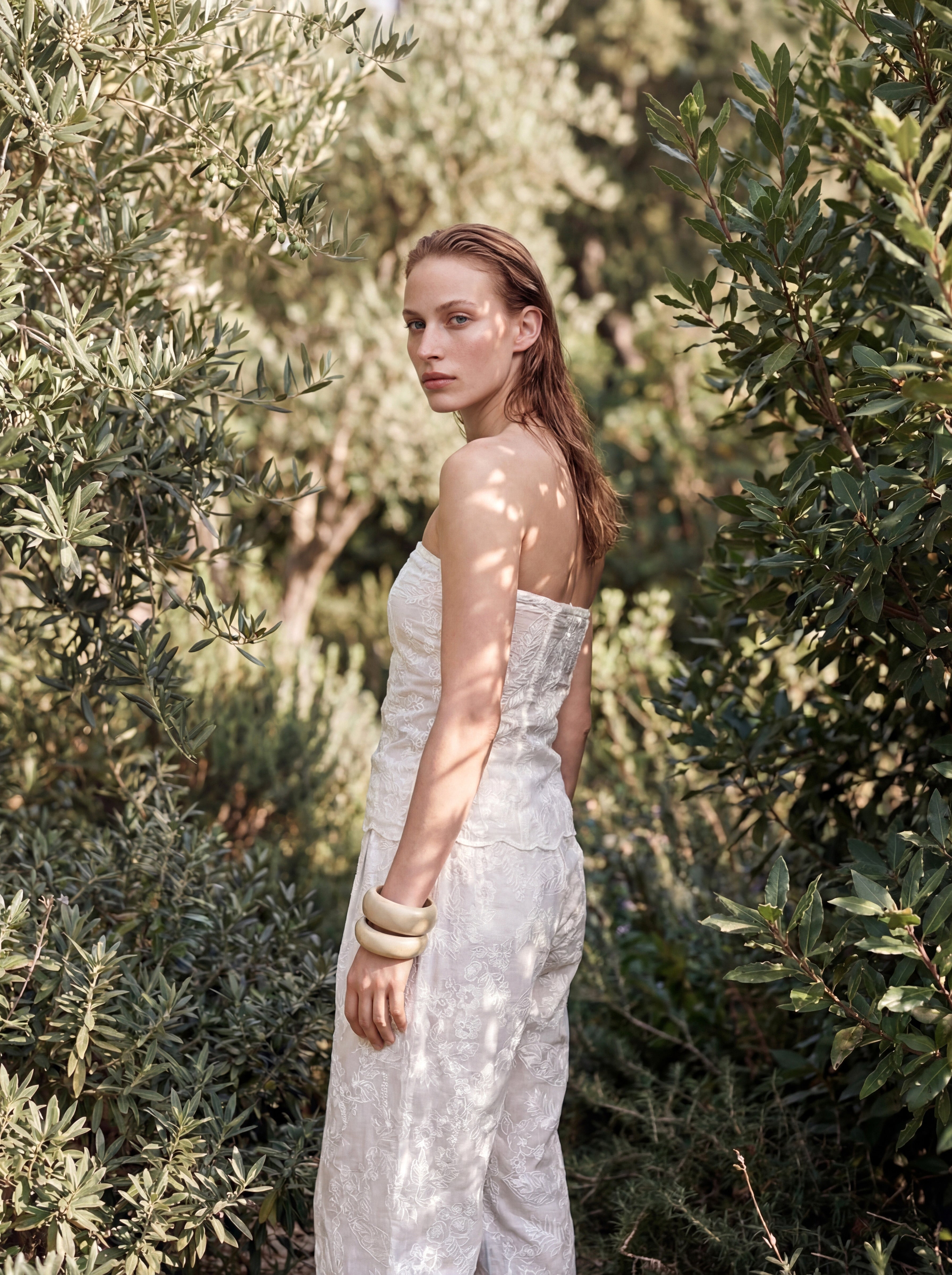 Embroidery Balloon Pants White