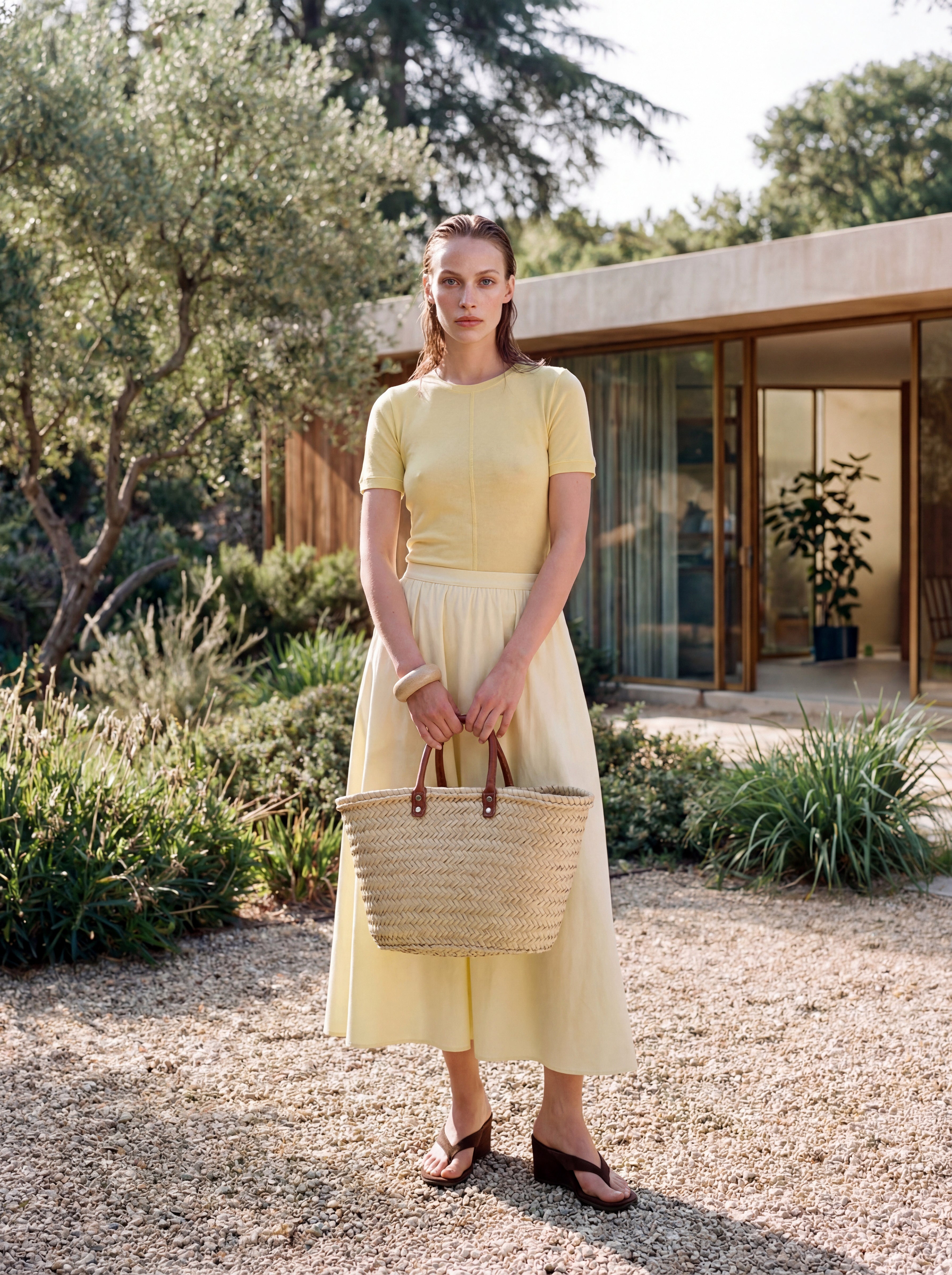 tencel Wide skirt yellow