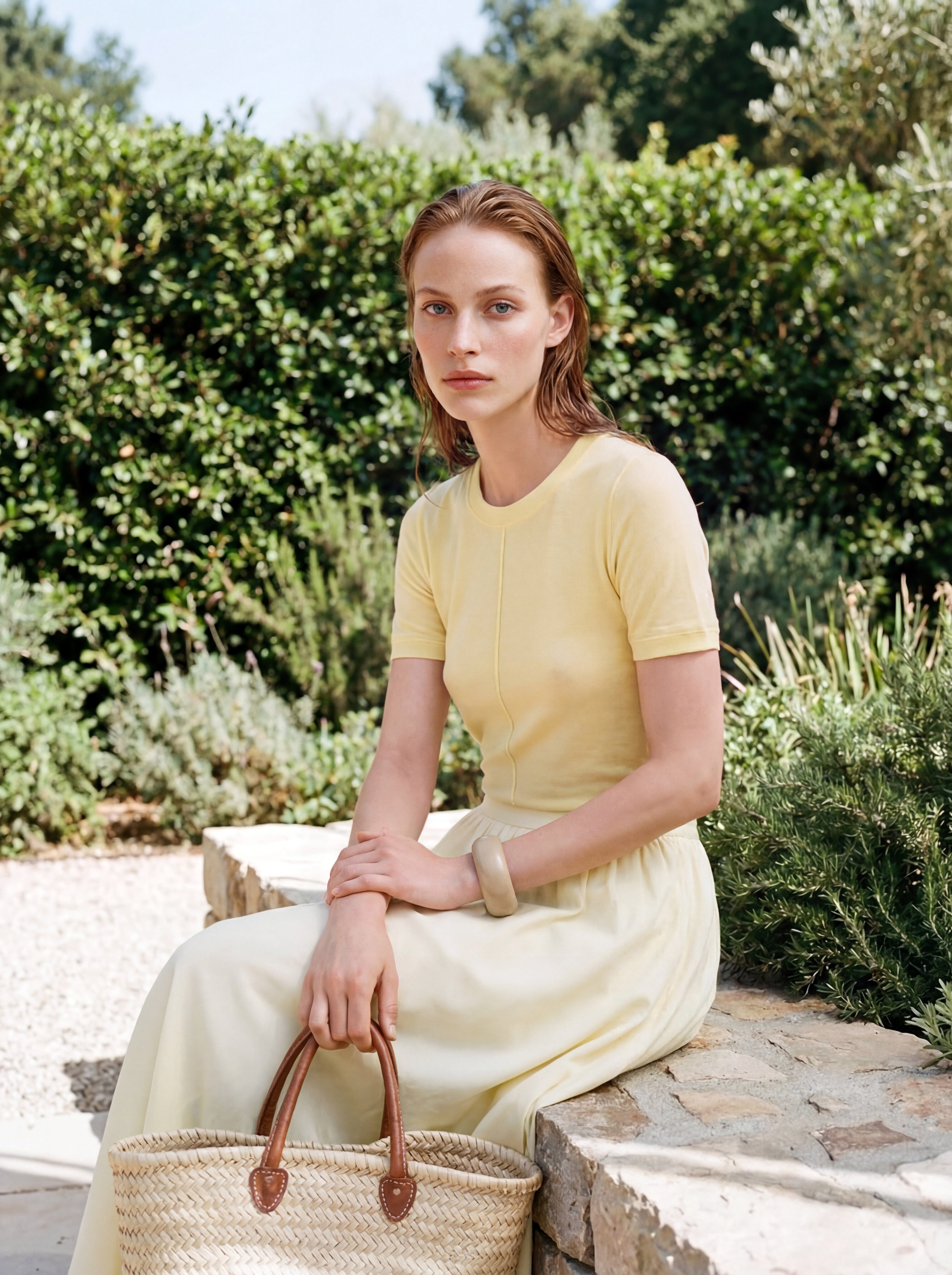 tencel Wide skirt yellow