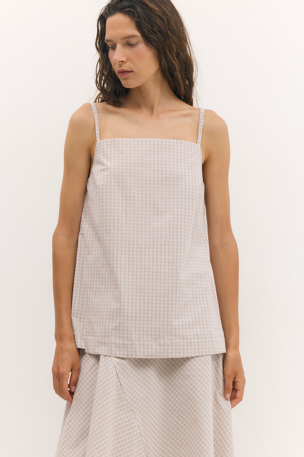 Everyday top Beige Plaid
