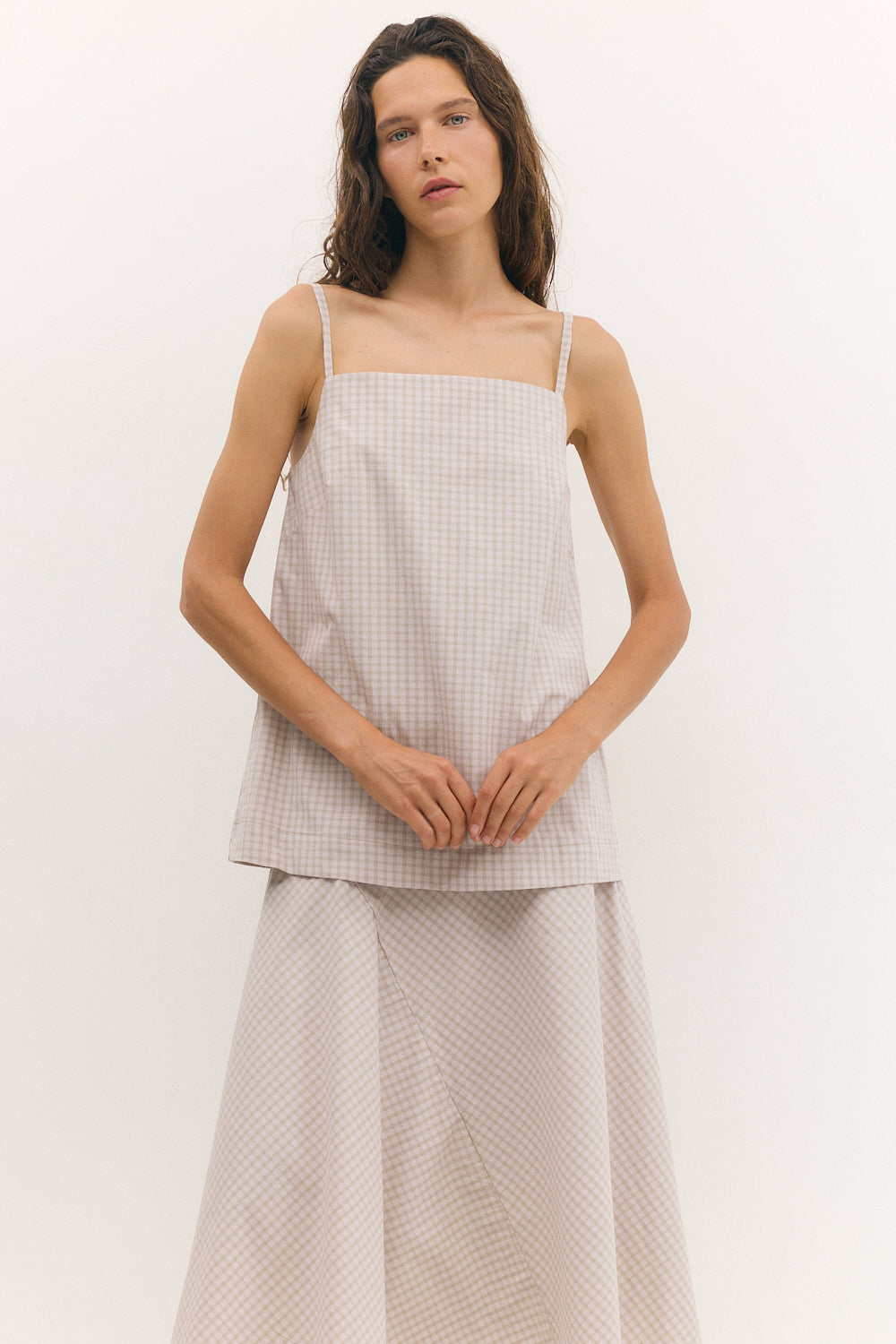 Everyday top Beige Plaid