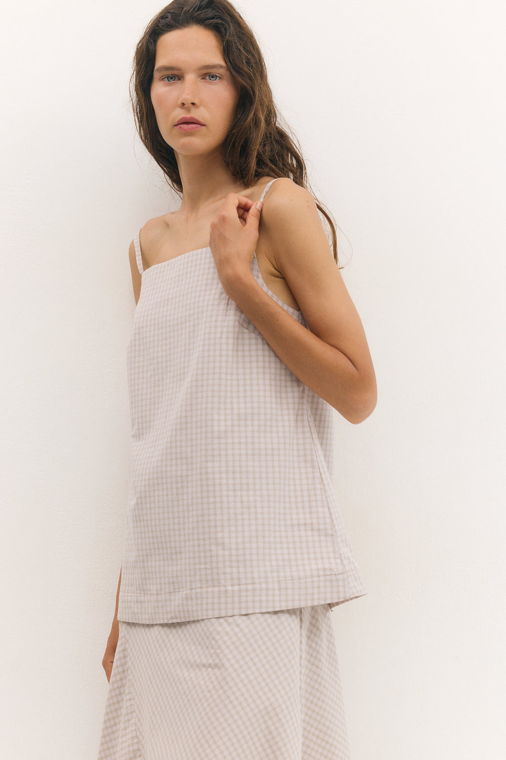Everyday top Beige Plaid