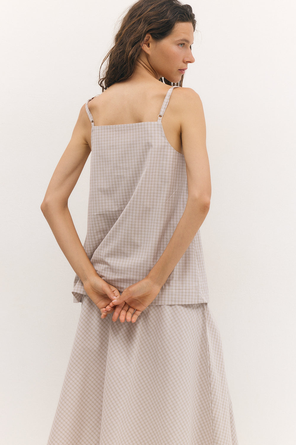 Everyday top Beige Plaid