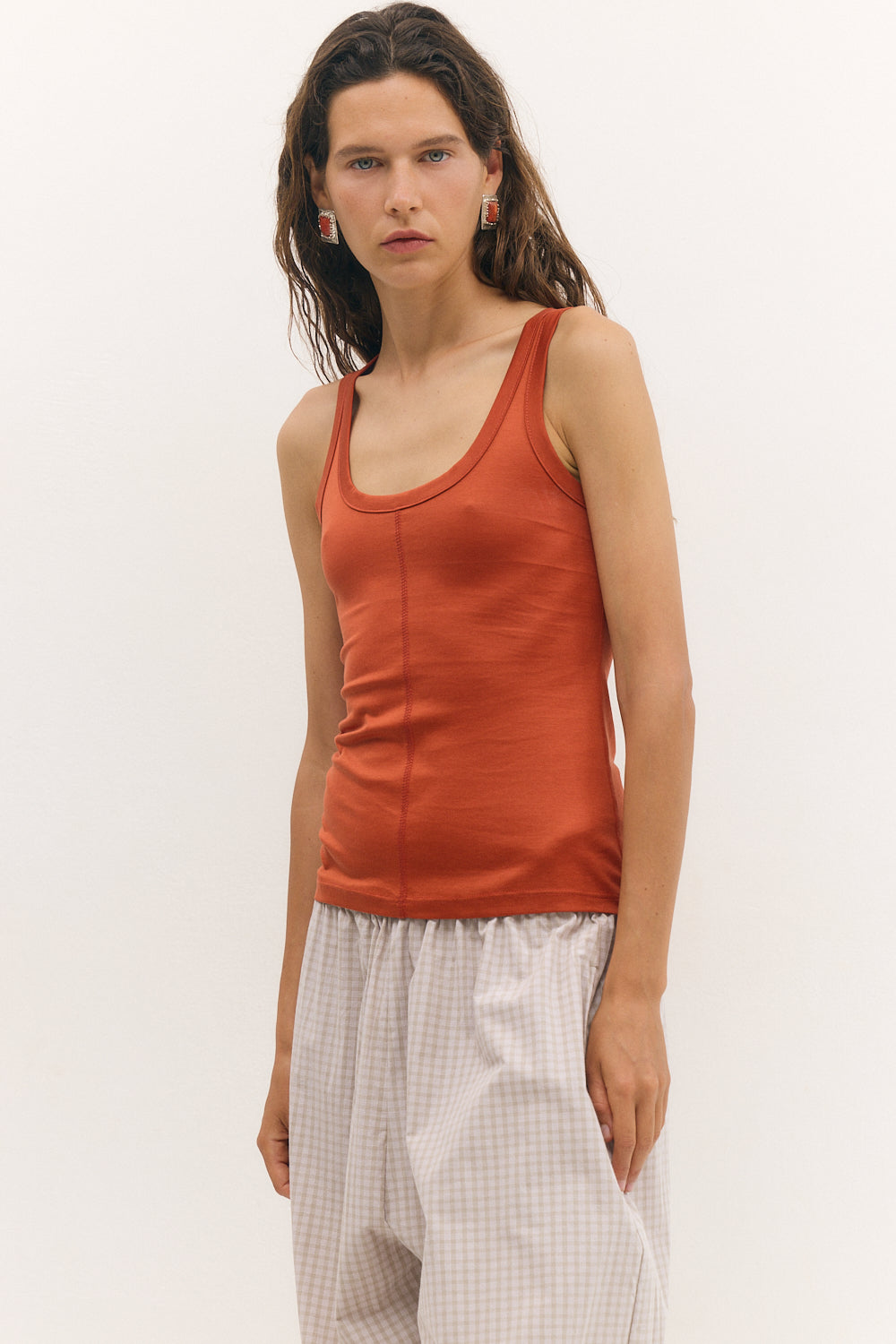 Flatlock tank top tomato