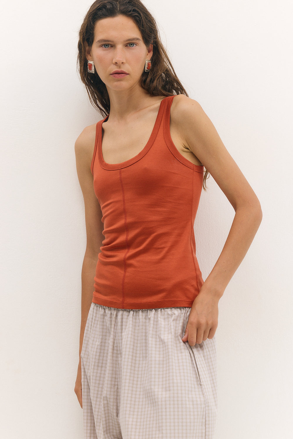 Flatlock tank top tomato