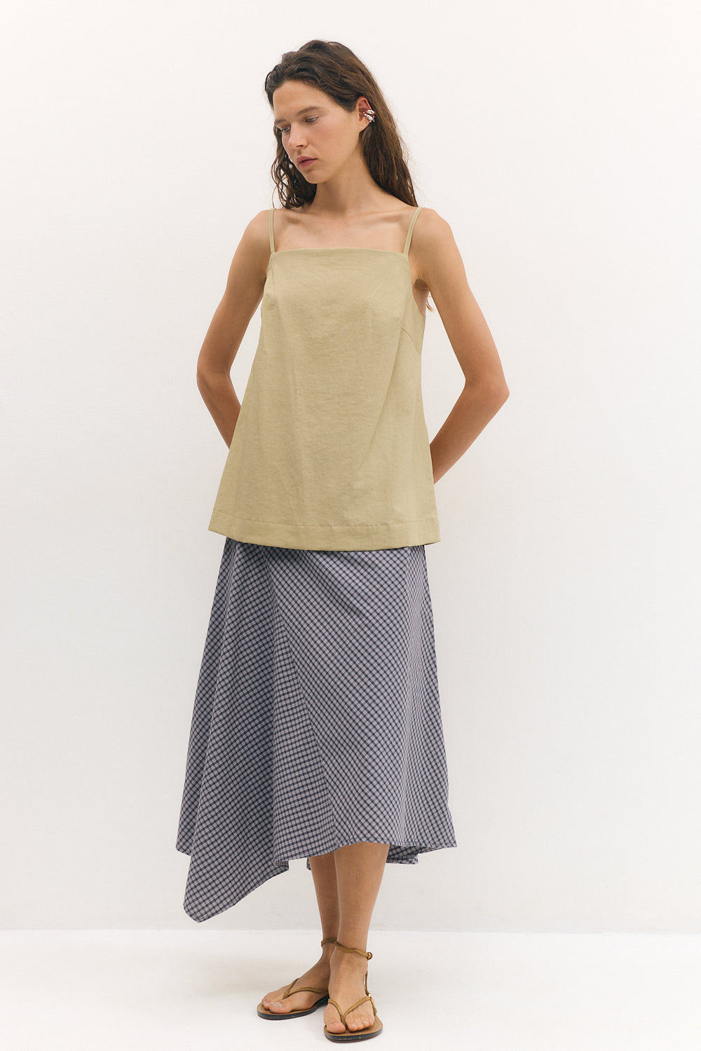 Asymmetric skirt gray Plaid