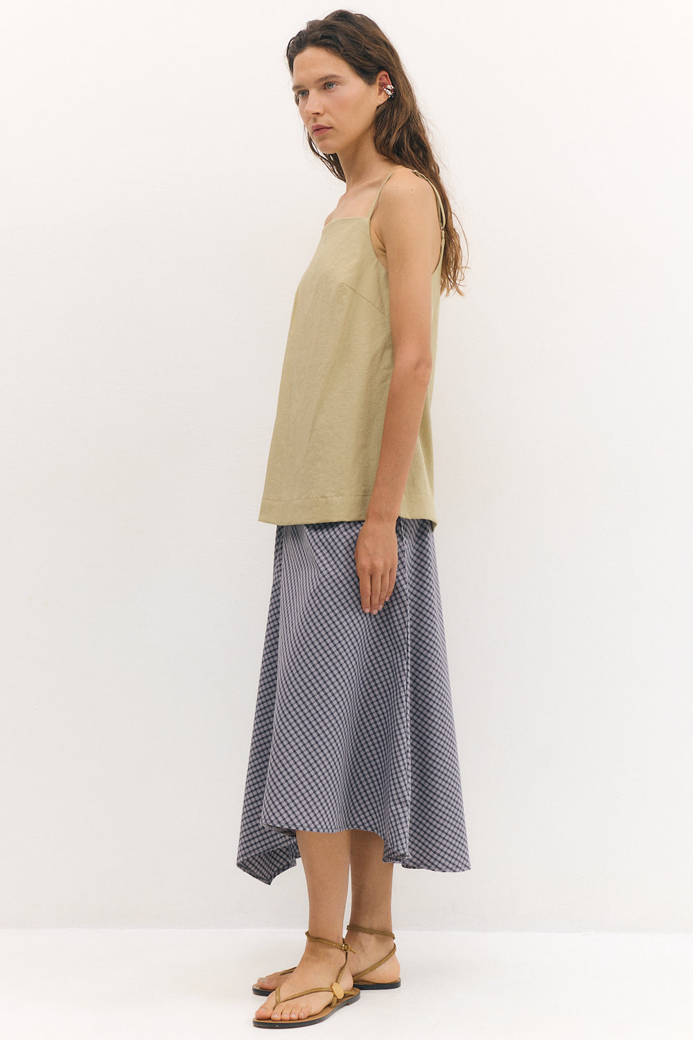 Asymmetric skirt gray Plaid