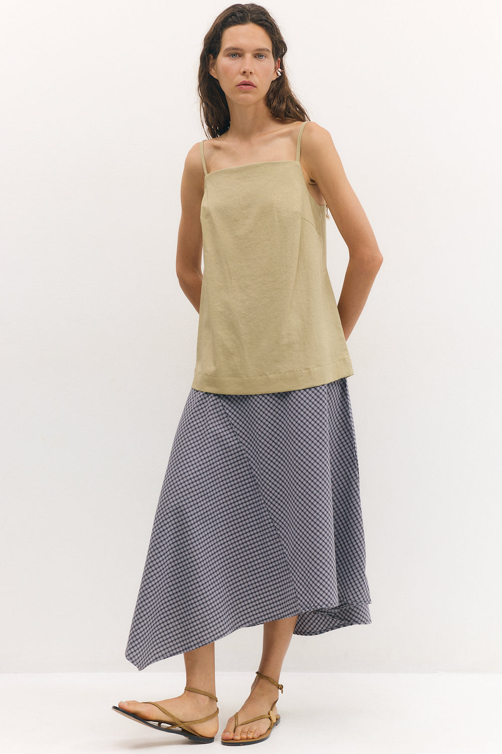 Asymmetric skirt gray Plaid