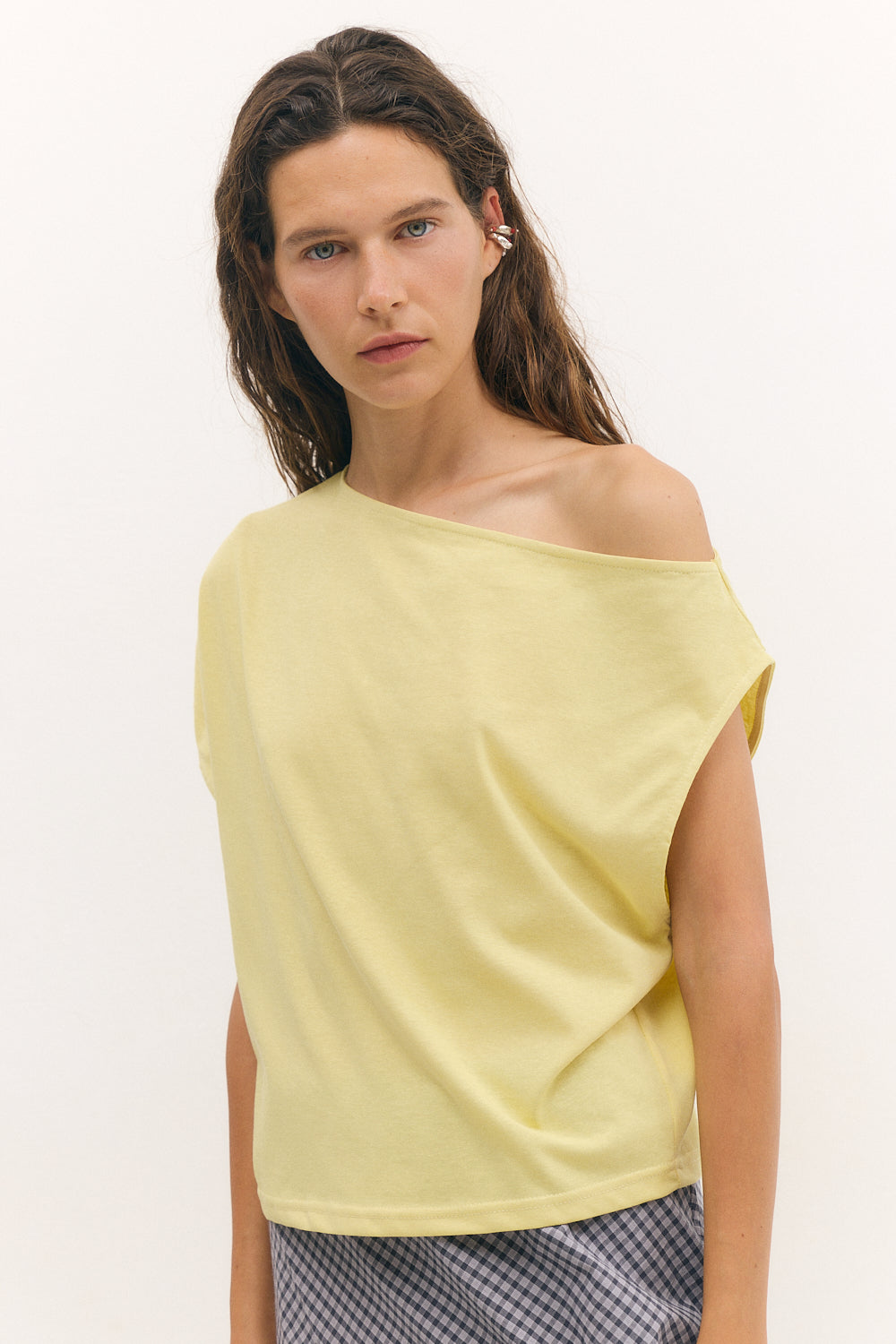 off shoulder top yellow