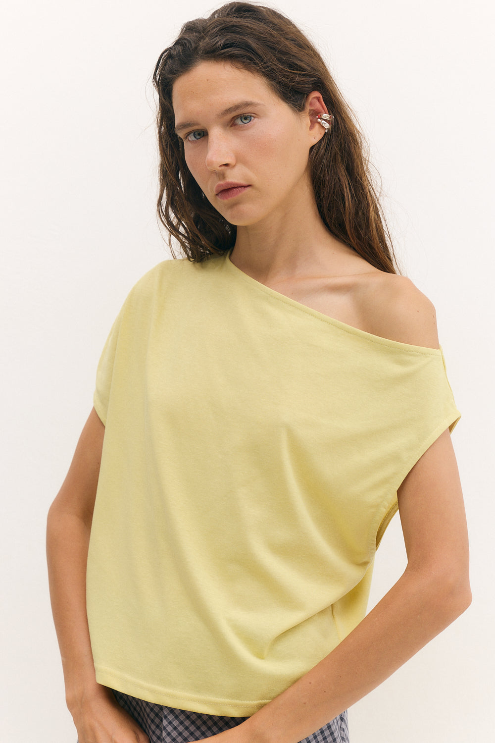 off shoulder top yellow