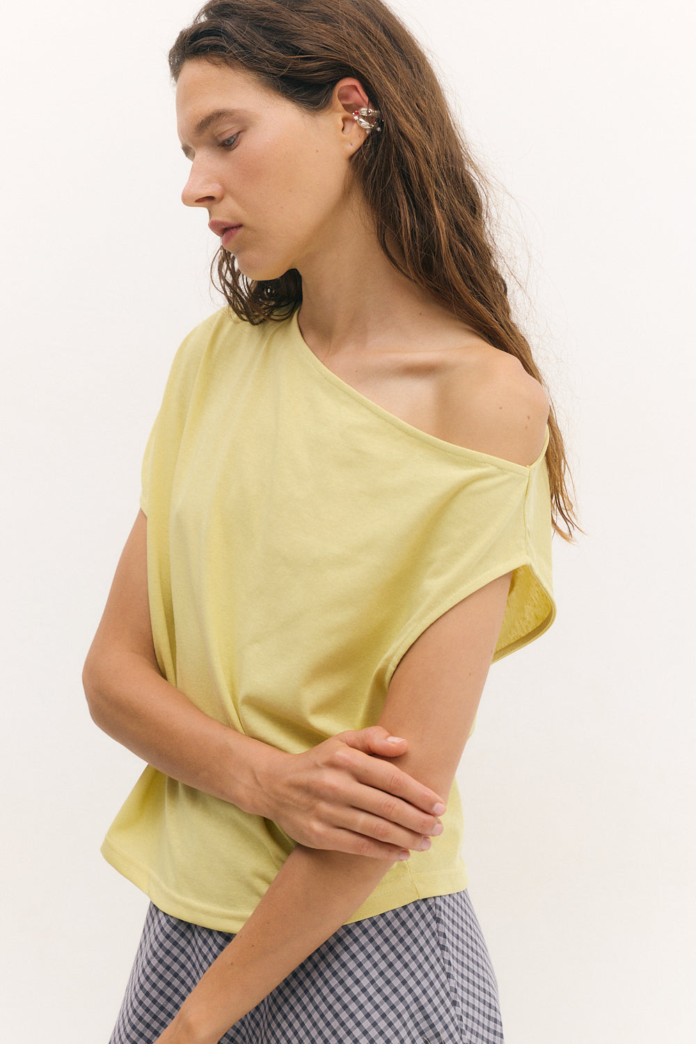 off shoulder top yellow