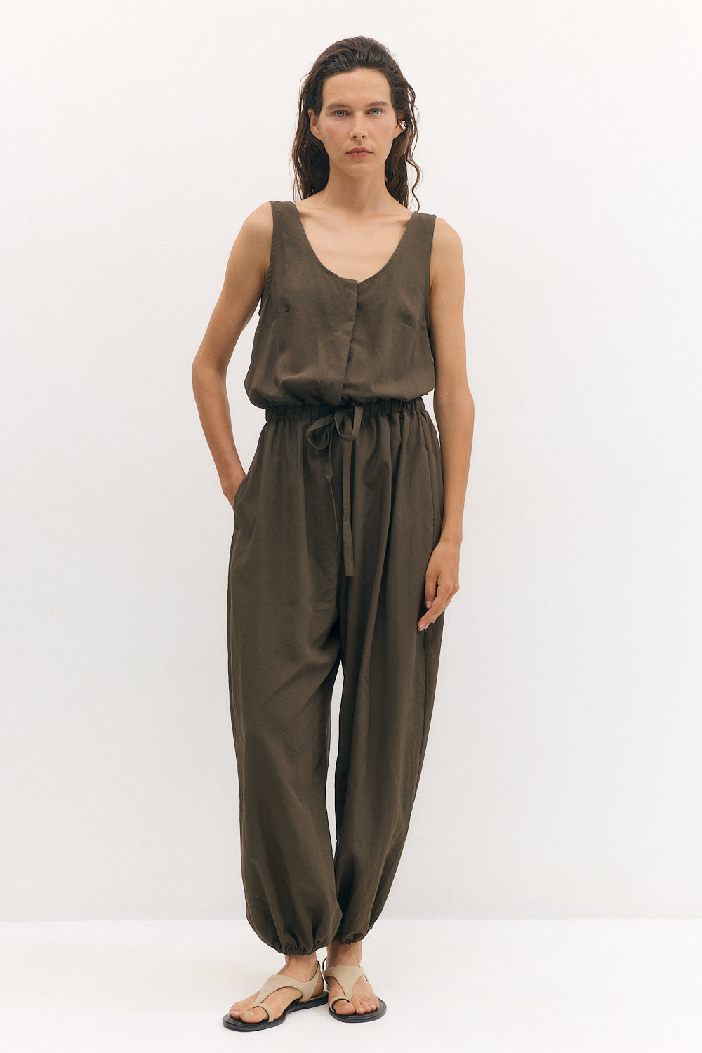 Balloon jumpsuit chocolate