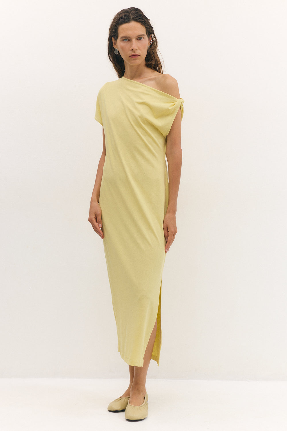 off shoulder dress yellow