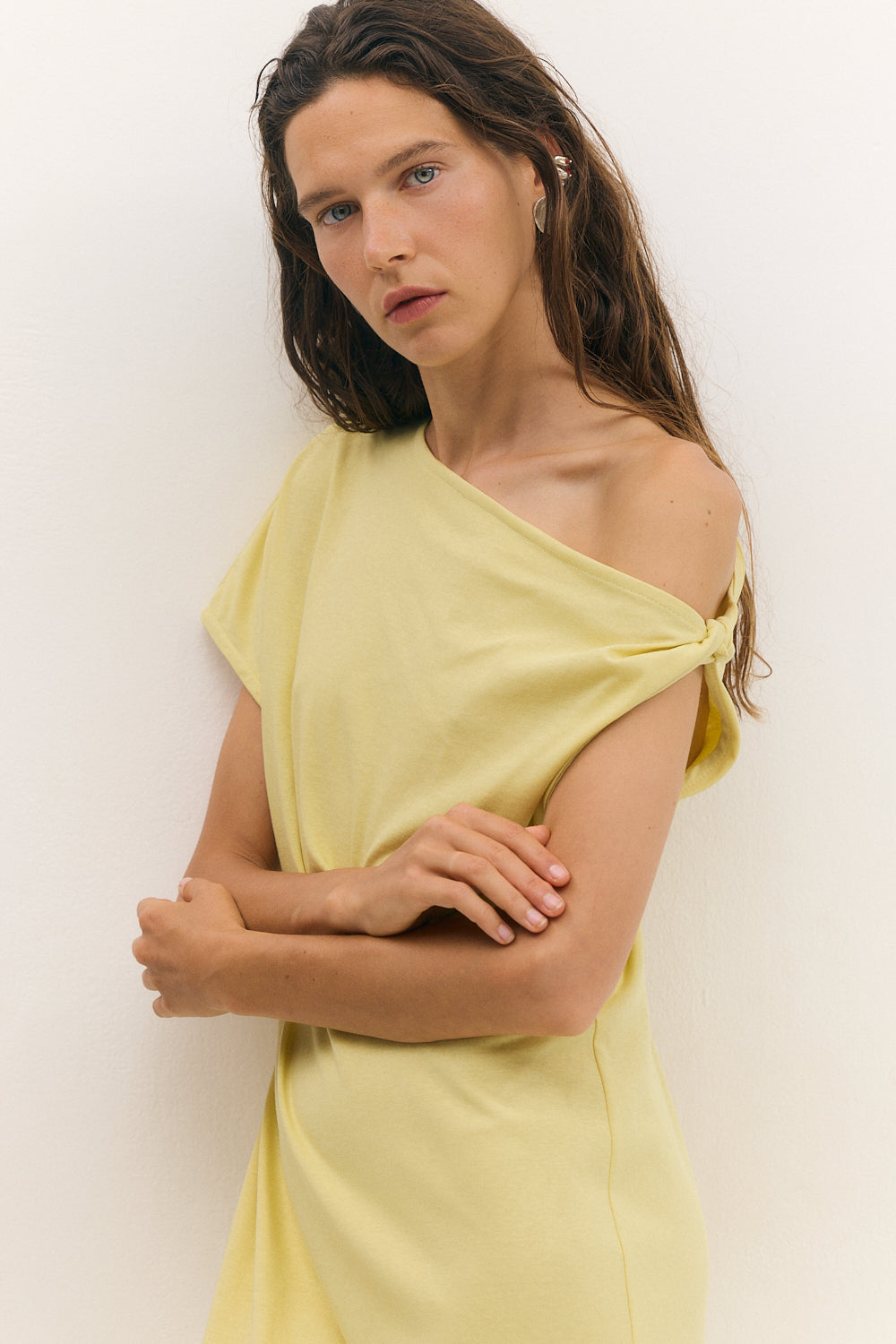 off shoulder dress yellow