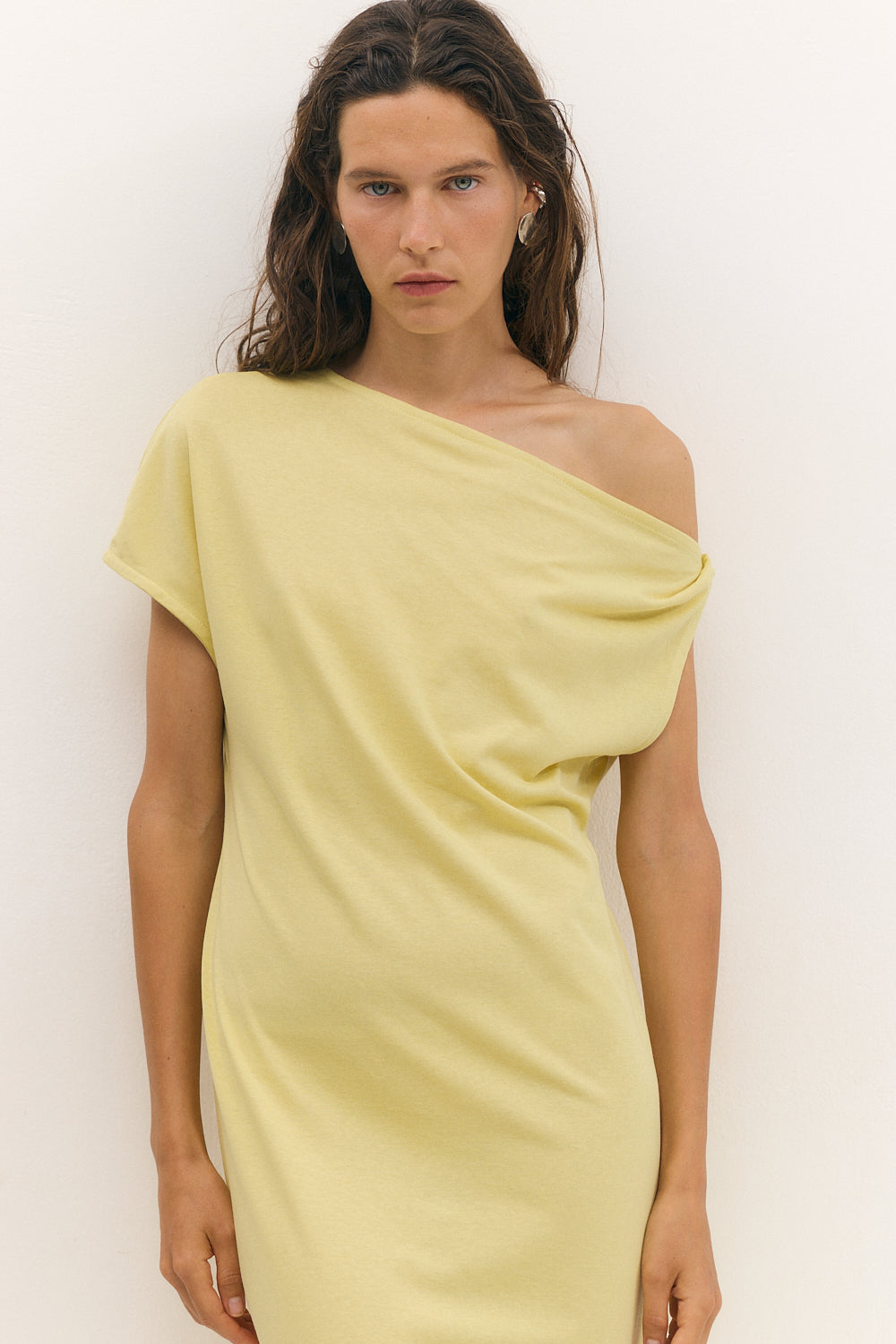 off shoulder dress yellow