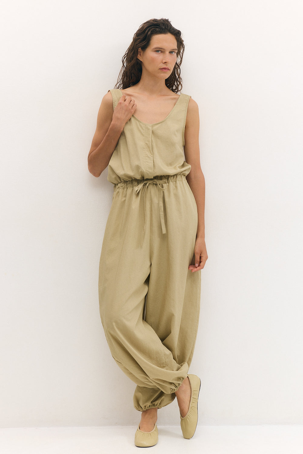 Balloon jumpsuit Camel