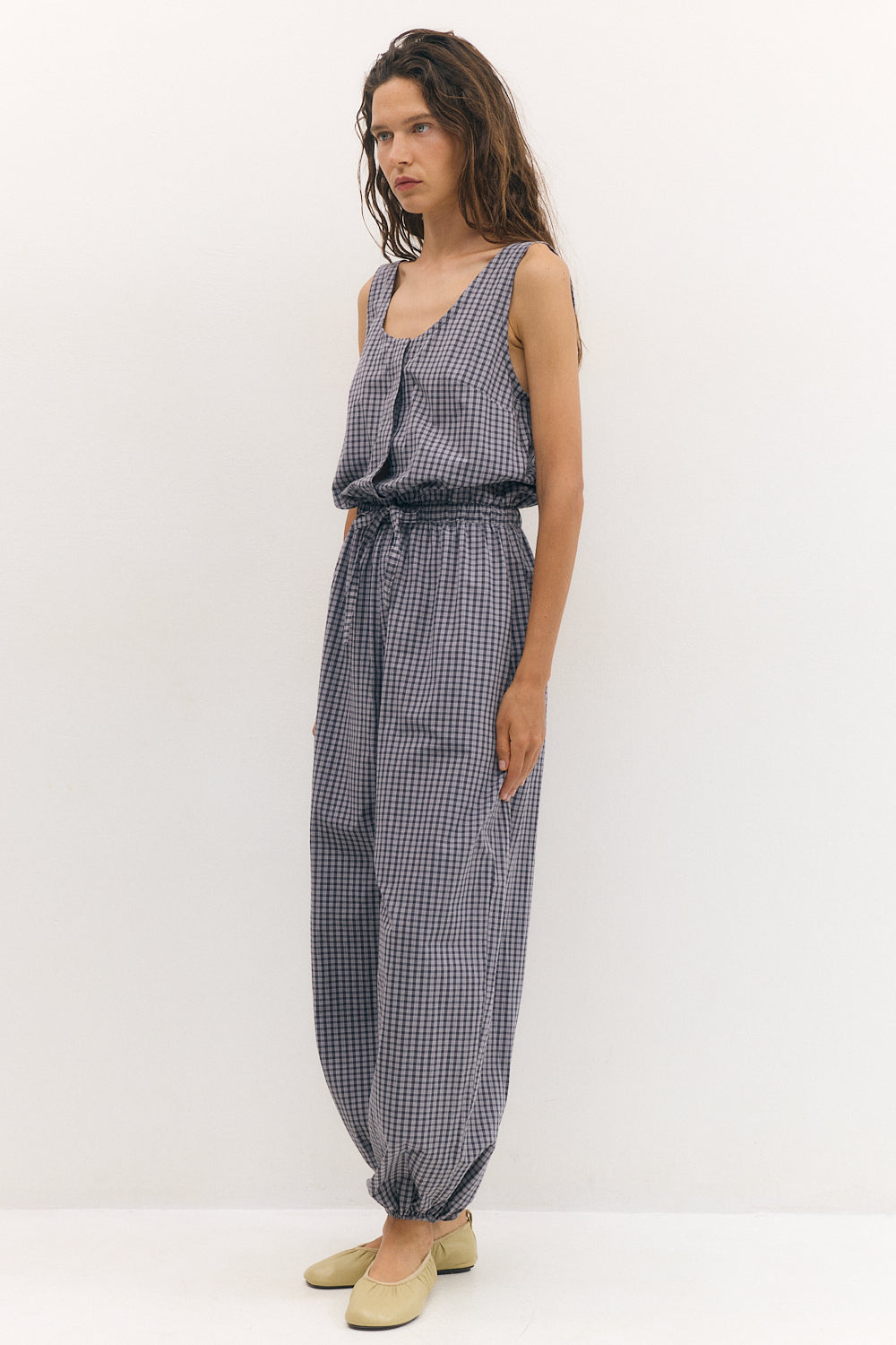 Balloon jumpsuit gray Plaid