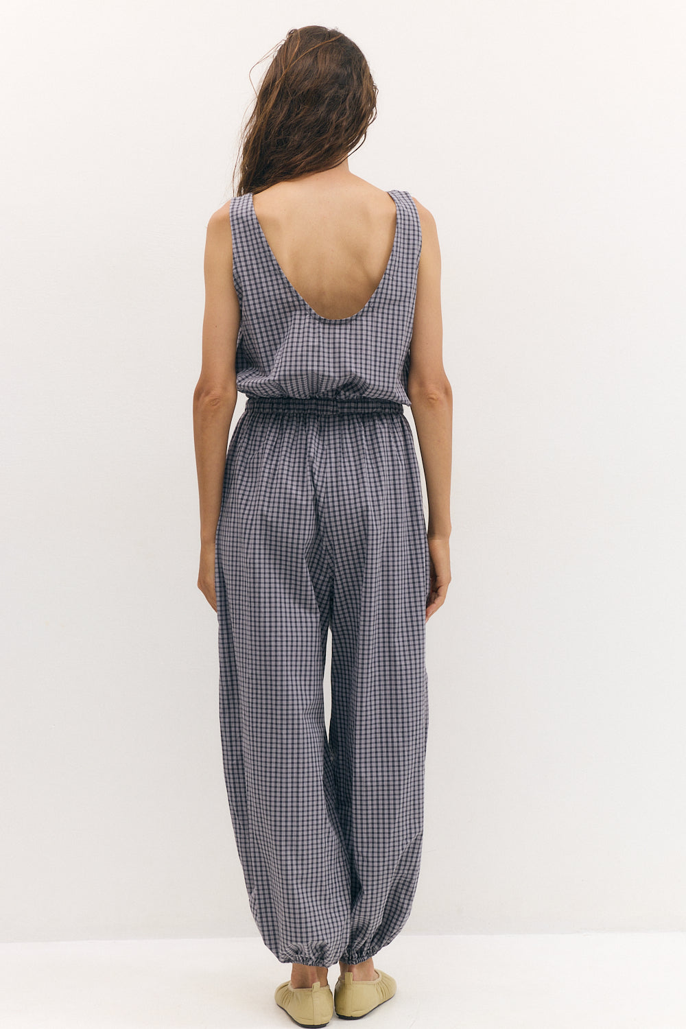 Balloon jumpsuit gray Plaid