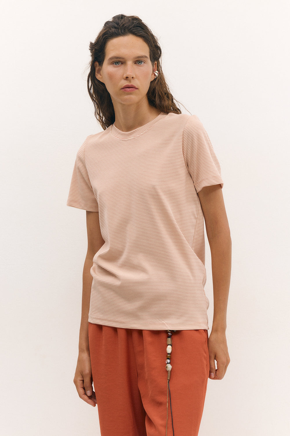 Sunny stripes top tomato