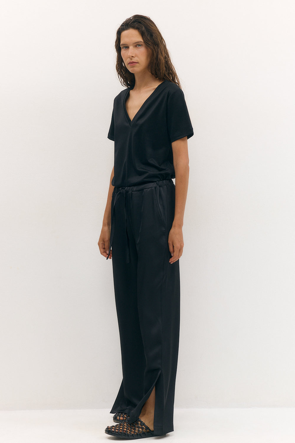 at ease Satin pants black