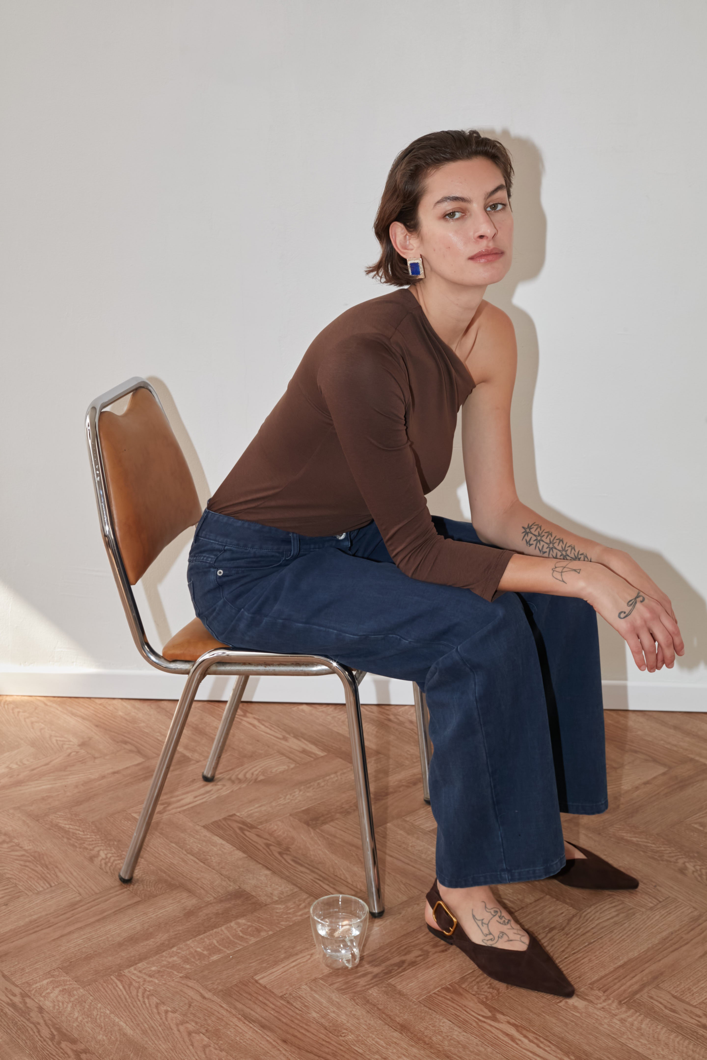 long one sleeve top chocolate