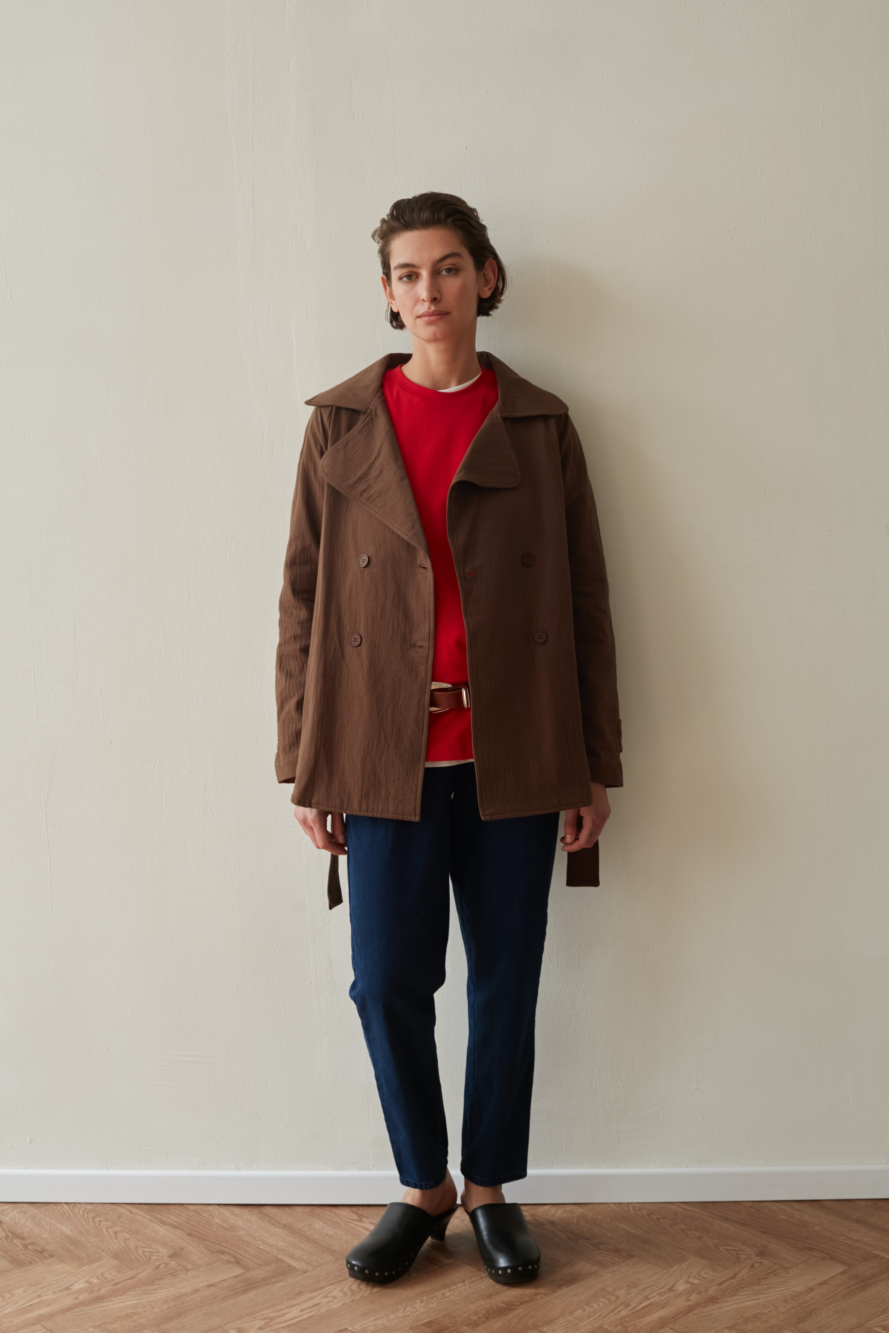 Short wind trench chocolate