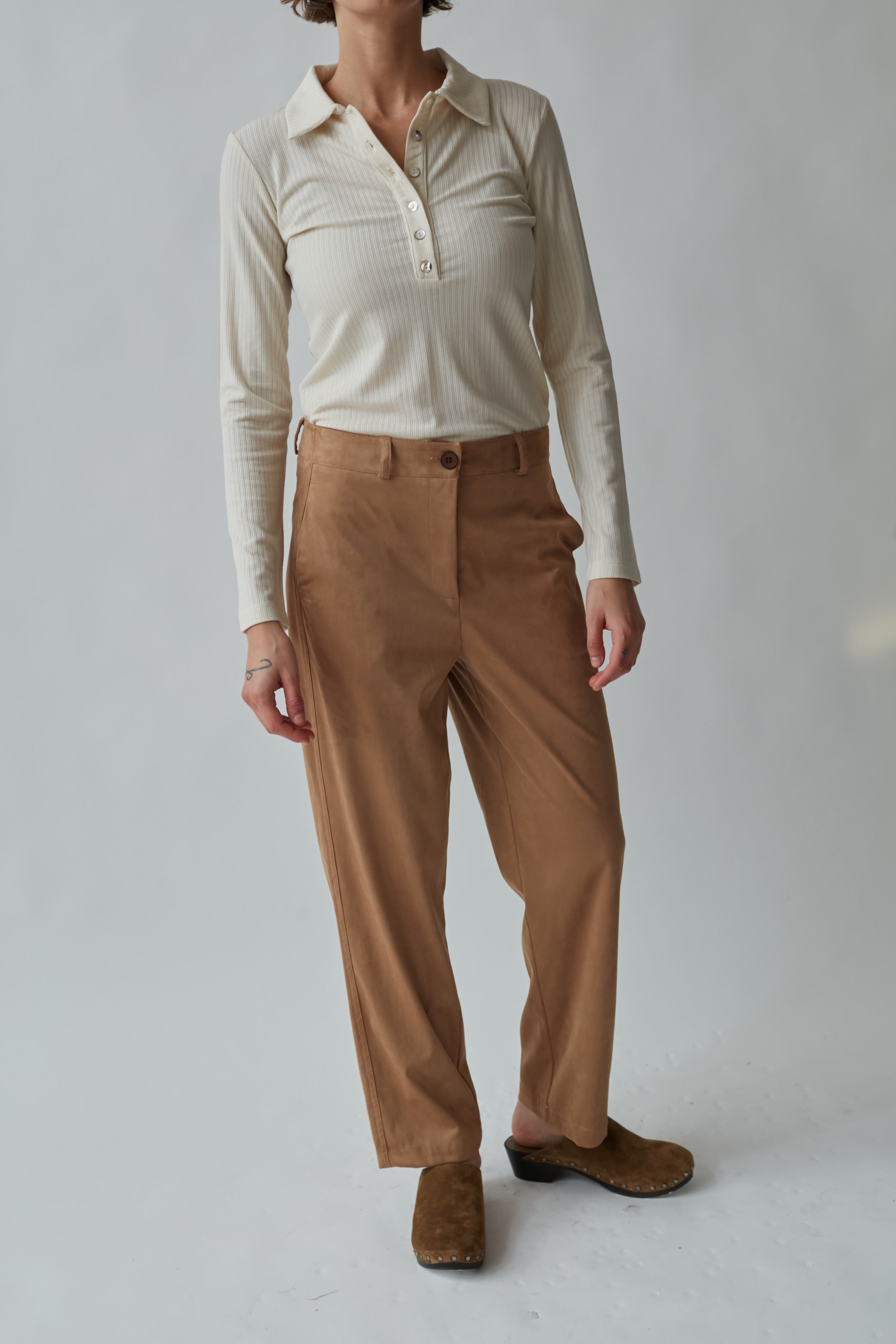 Suede pants camel
