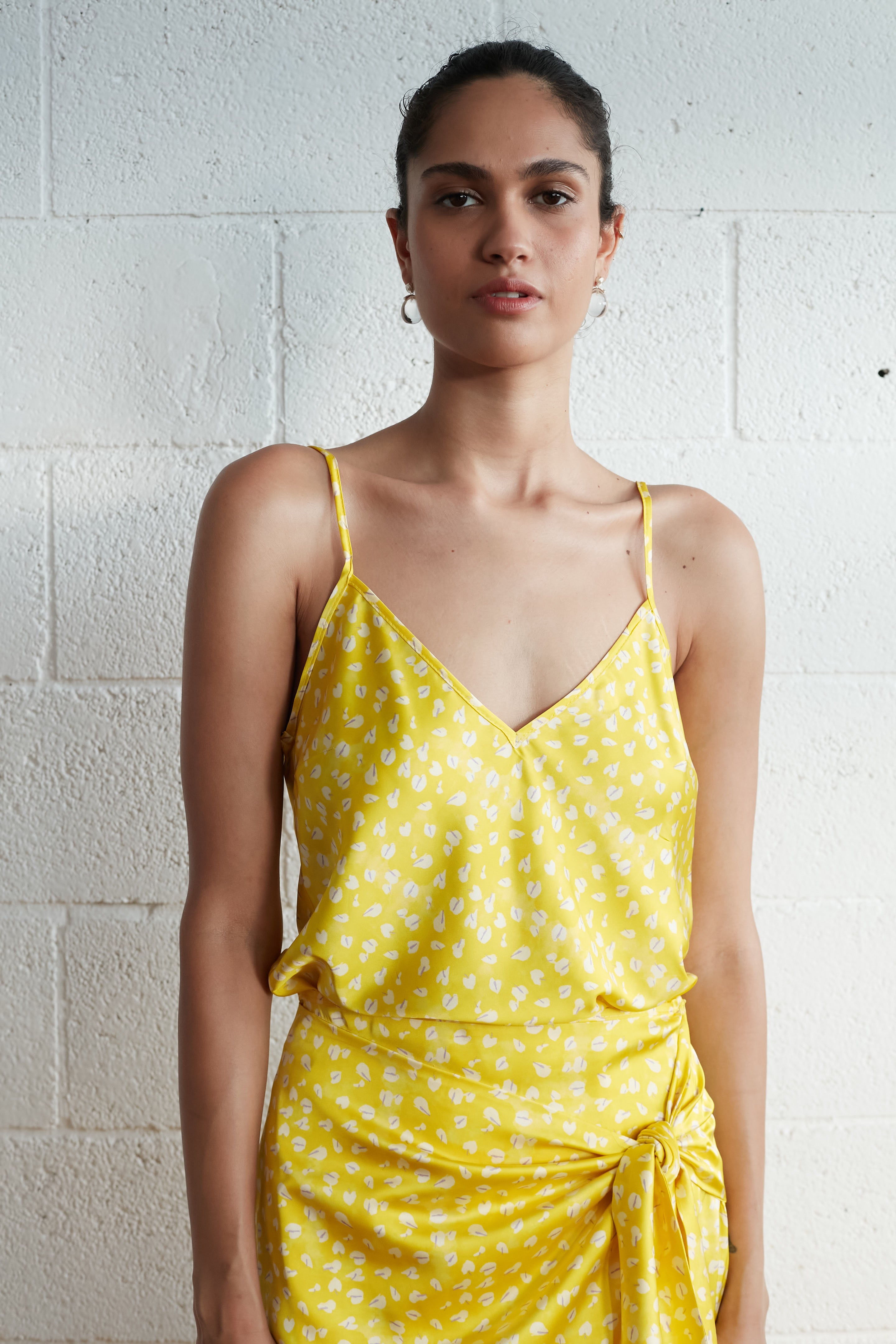 July slip top printed Yellow
