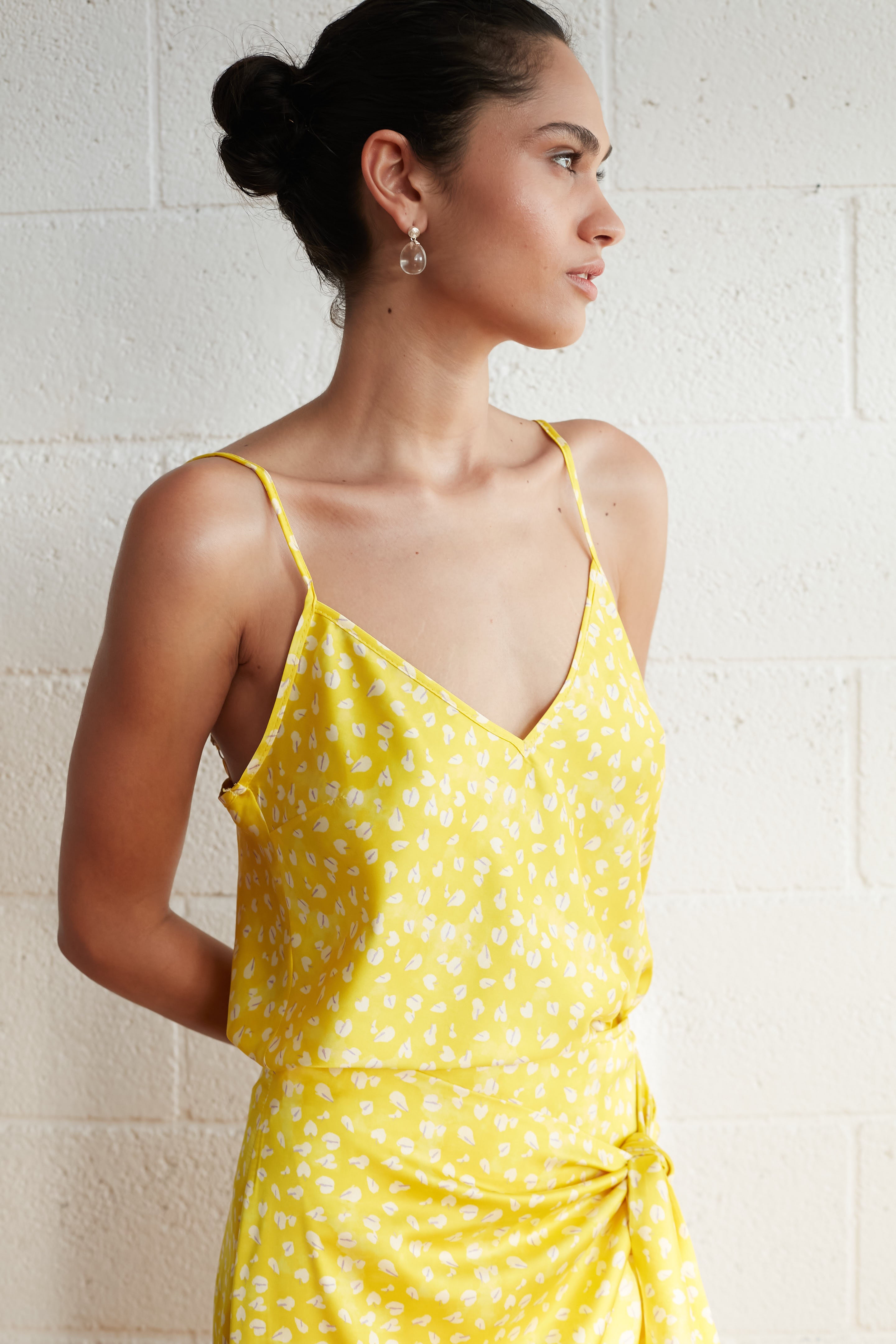July slip top printed Yellow