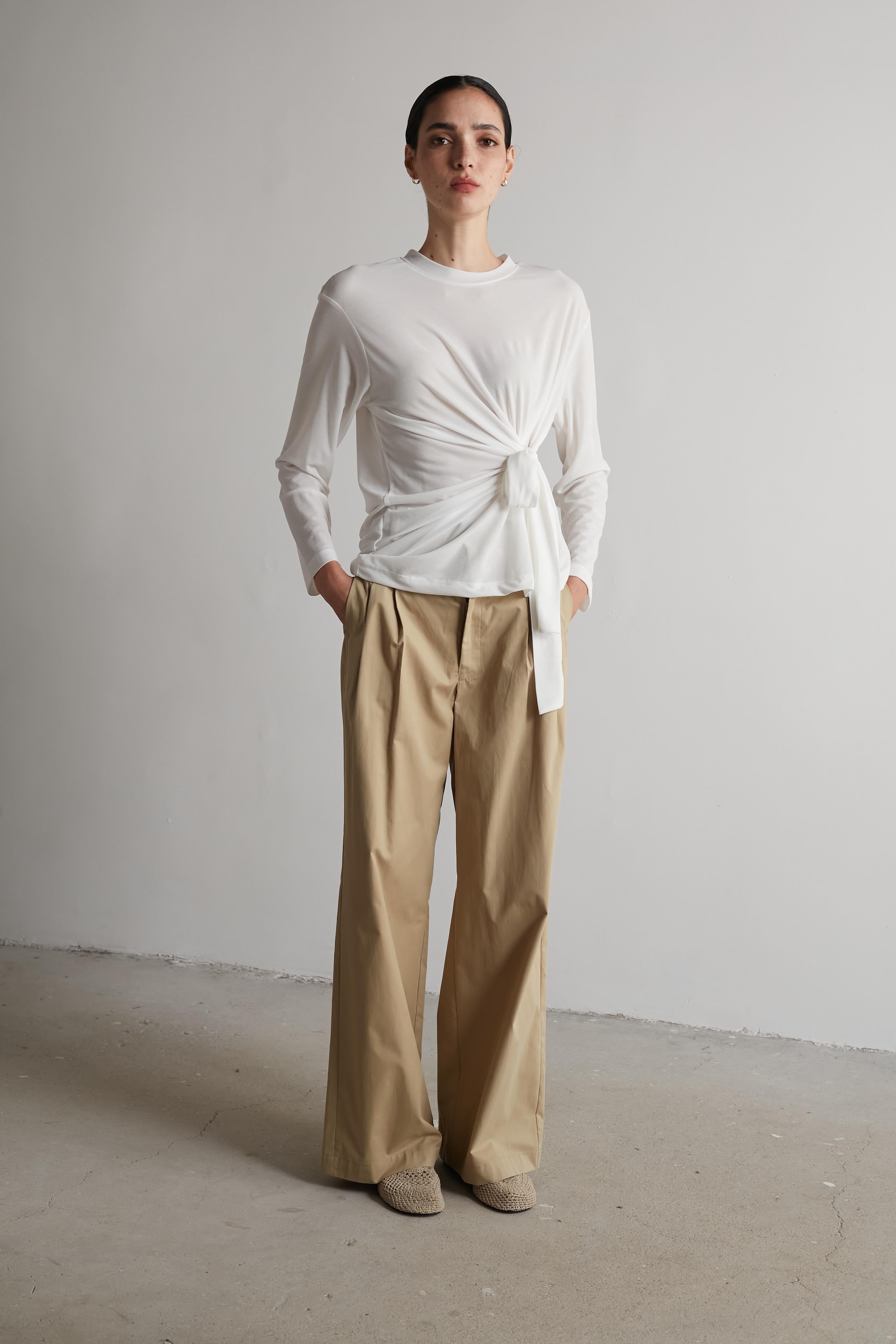 Tie shirt long white