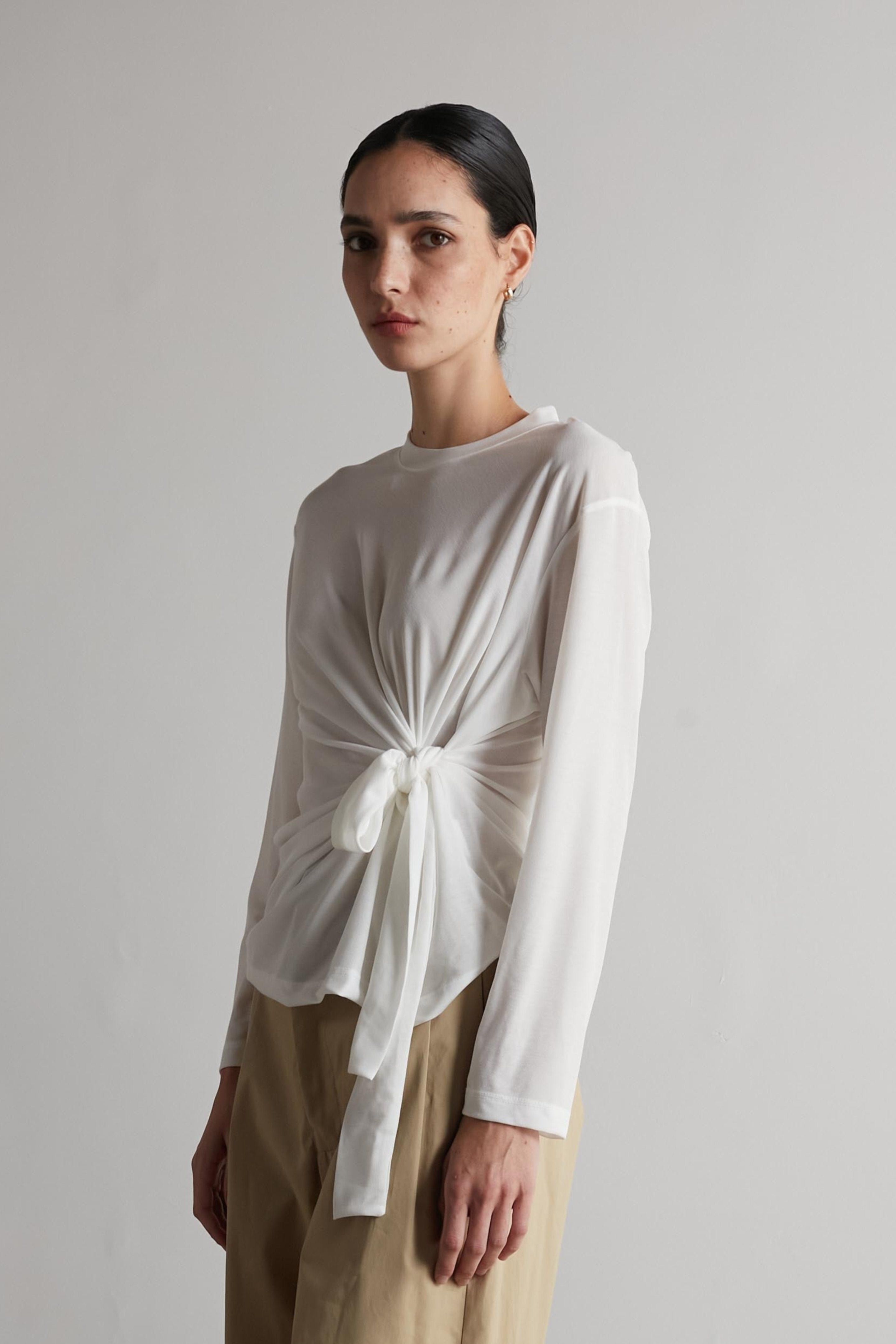 Tie shirt long white