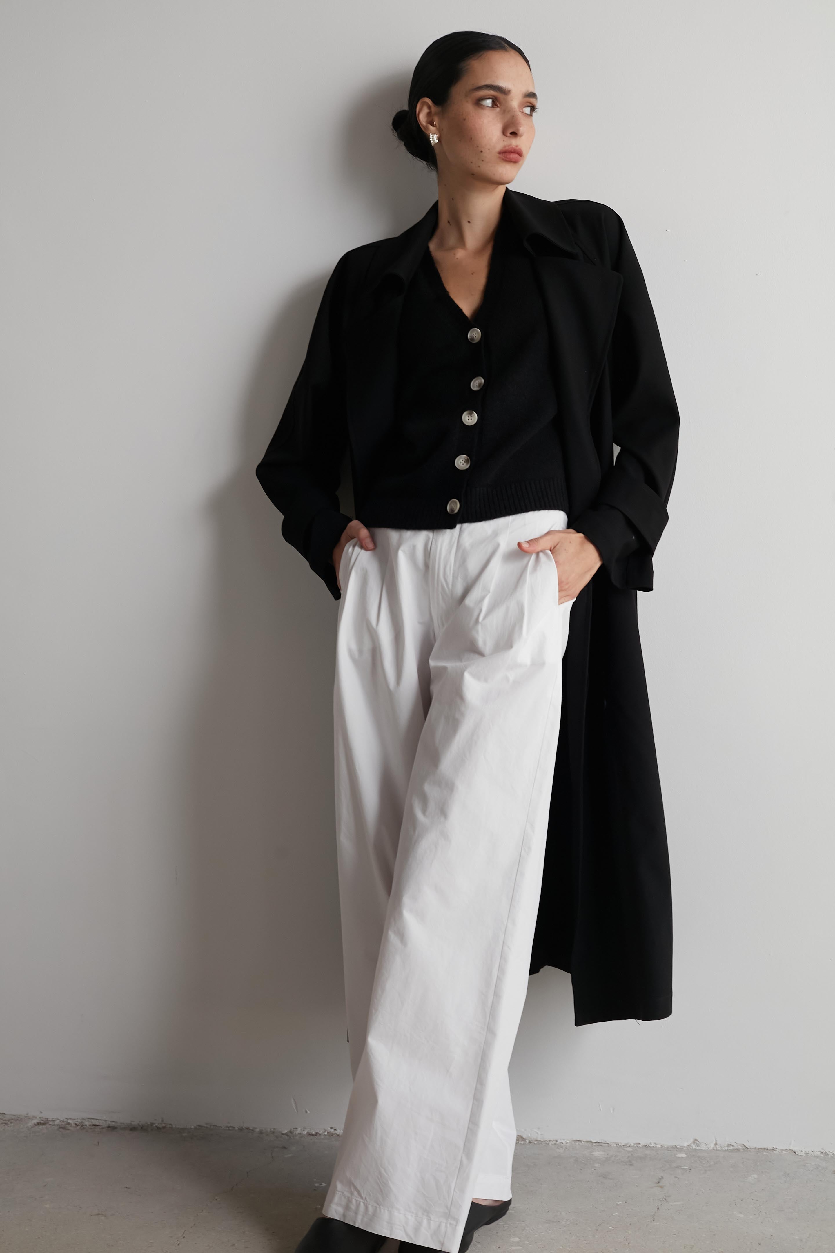 Wide bruno cotton pants white