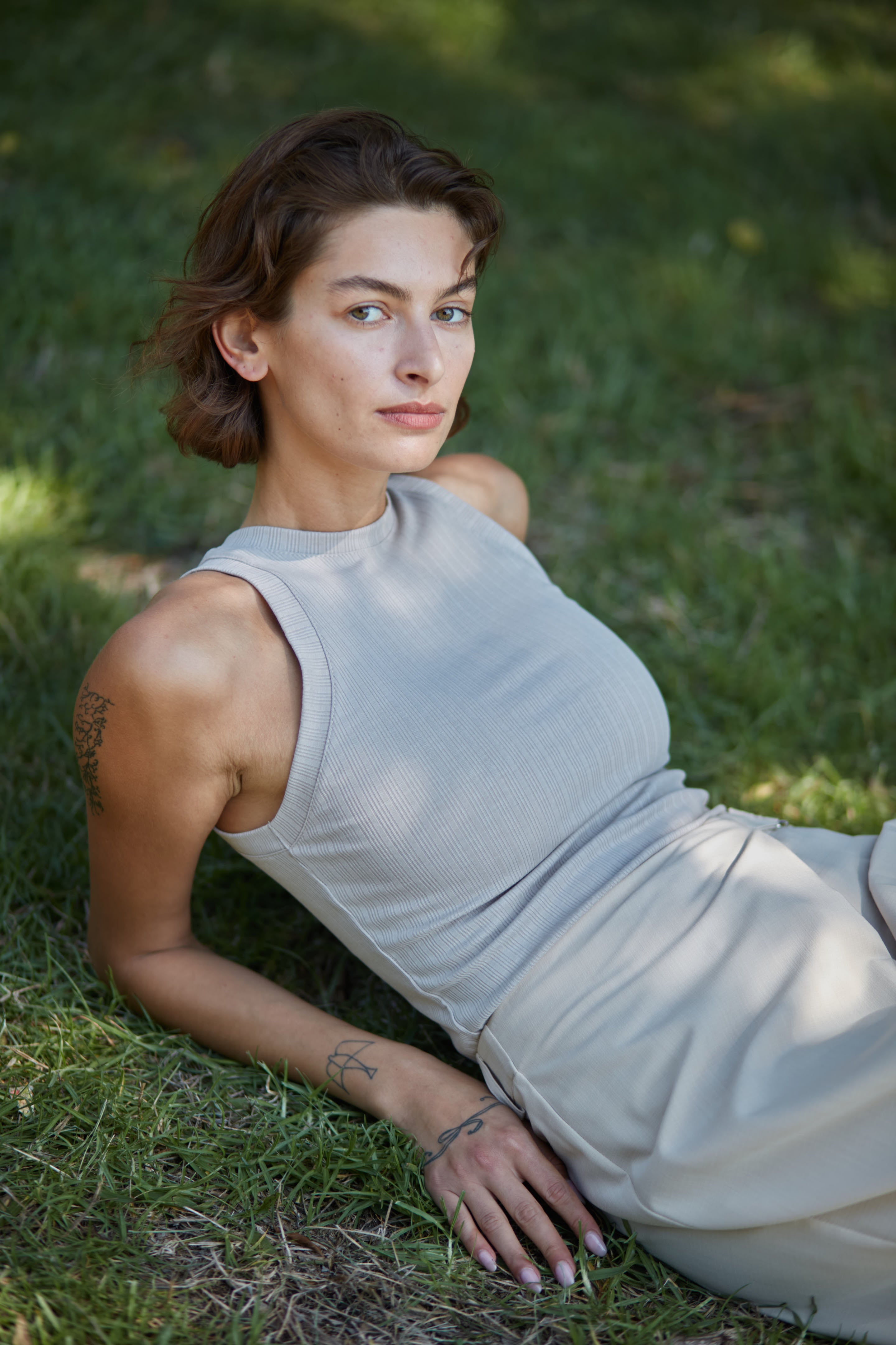 Racer top beige