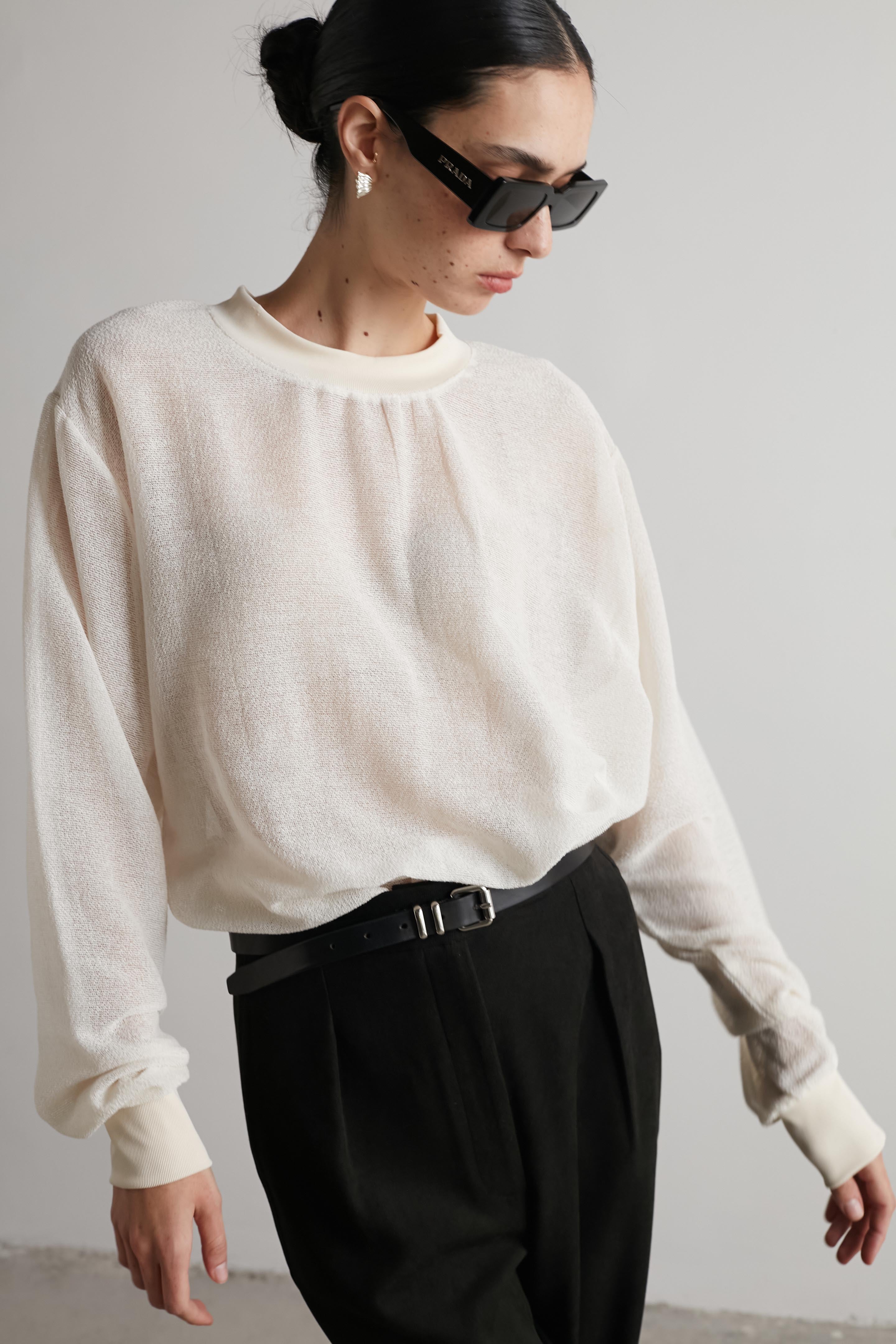 Oversize net sweatshirt vanilla