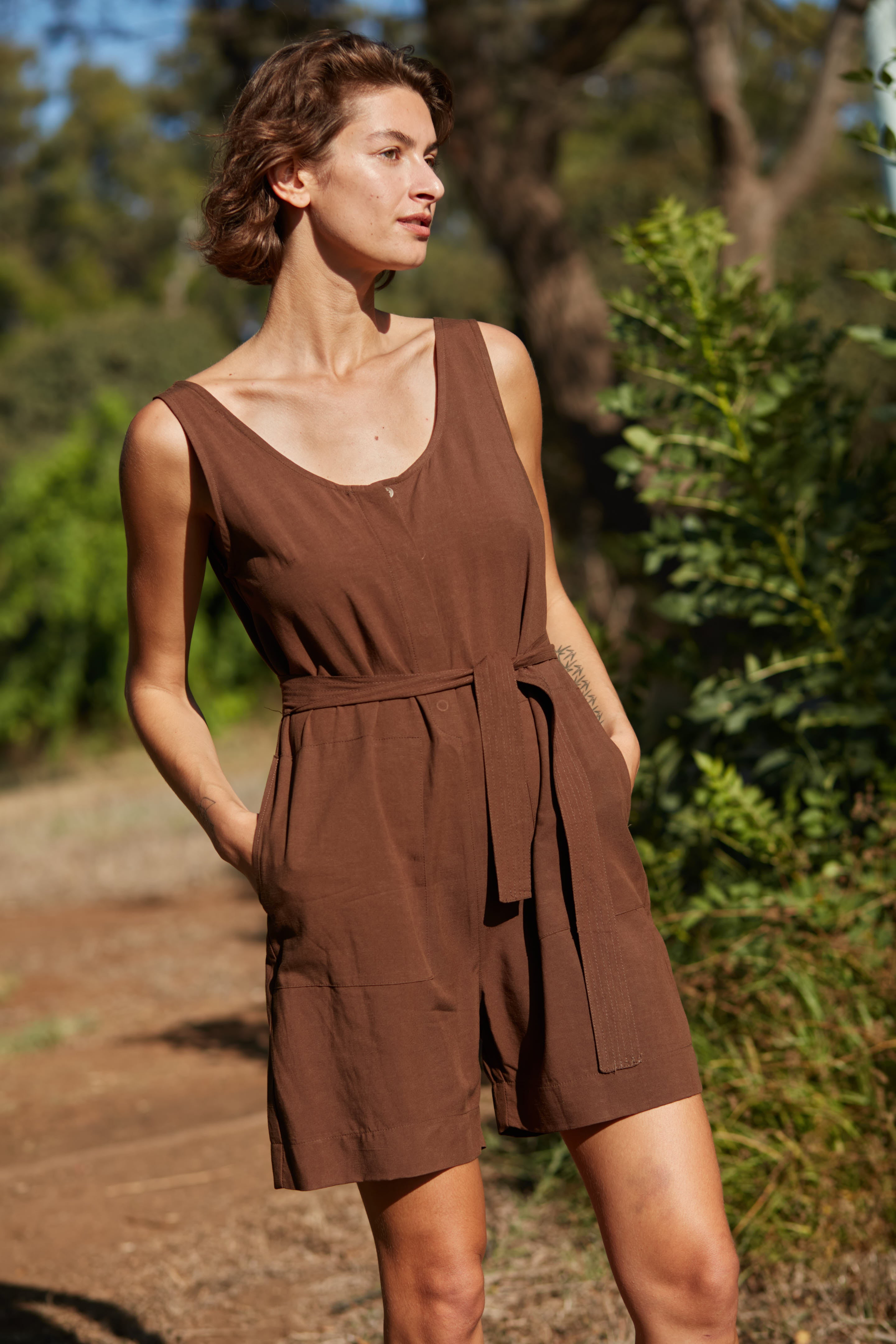 hot sand jumpsuit coffee