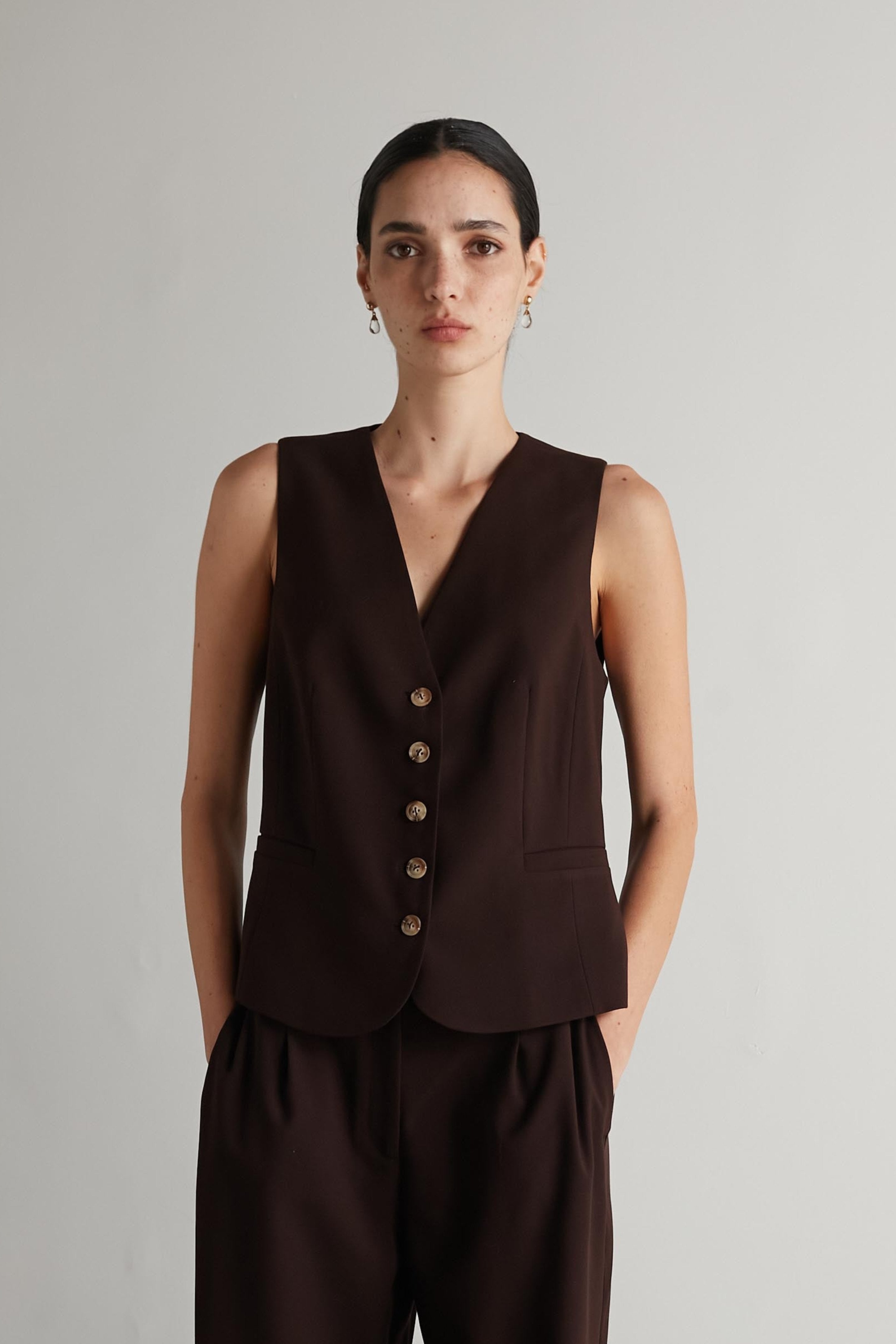 Bruno Fitted vest Cognac