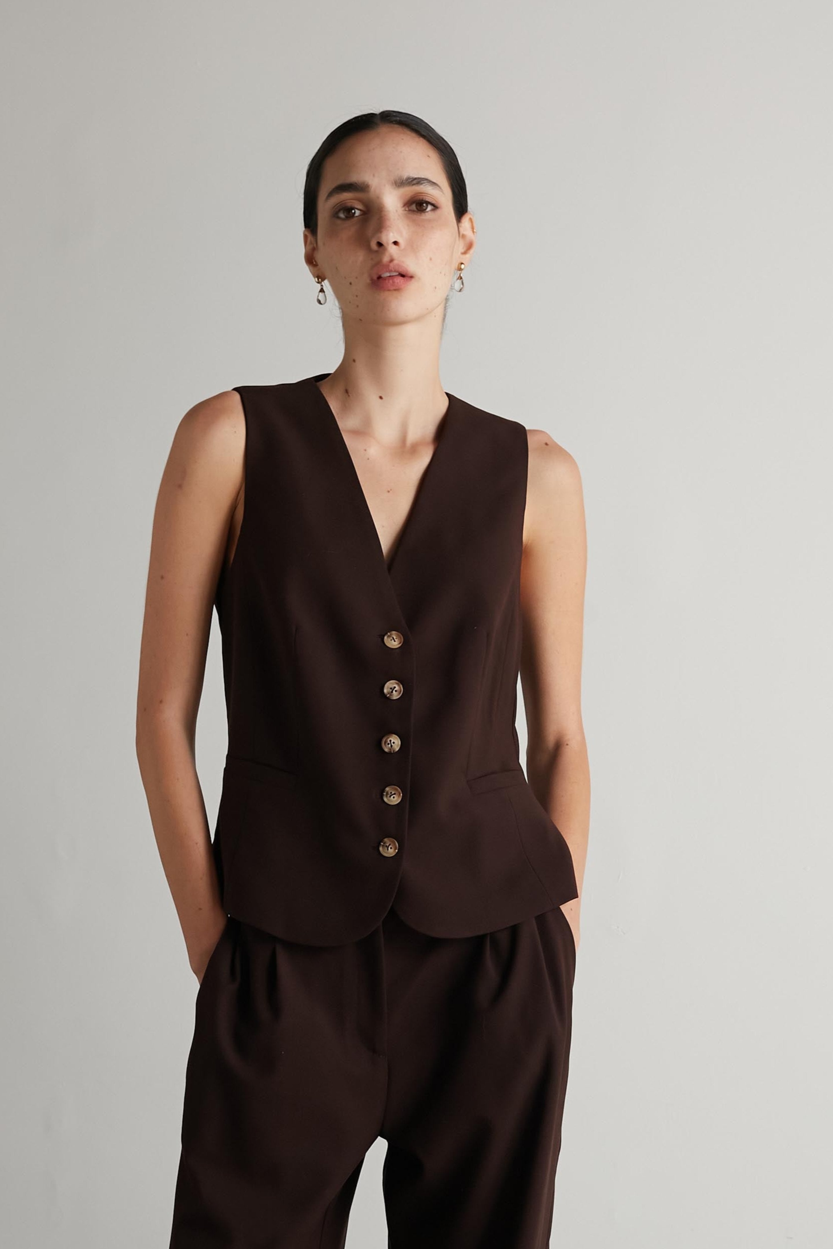 Bruno Fitted vest Cognac