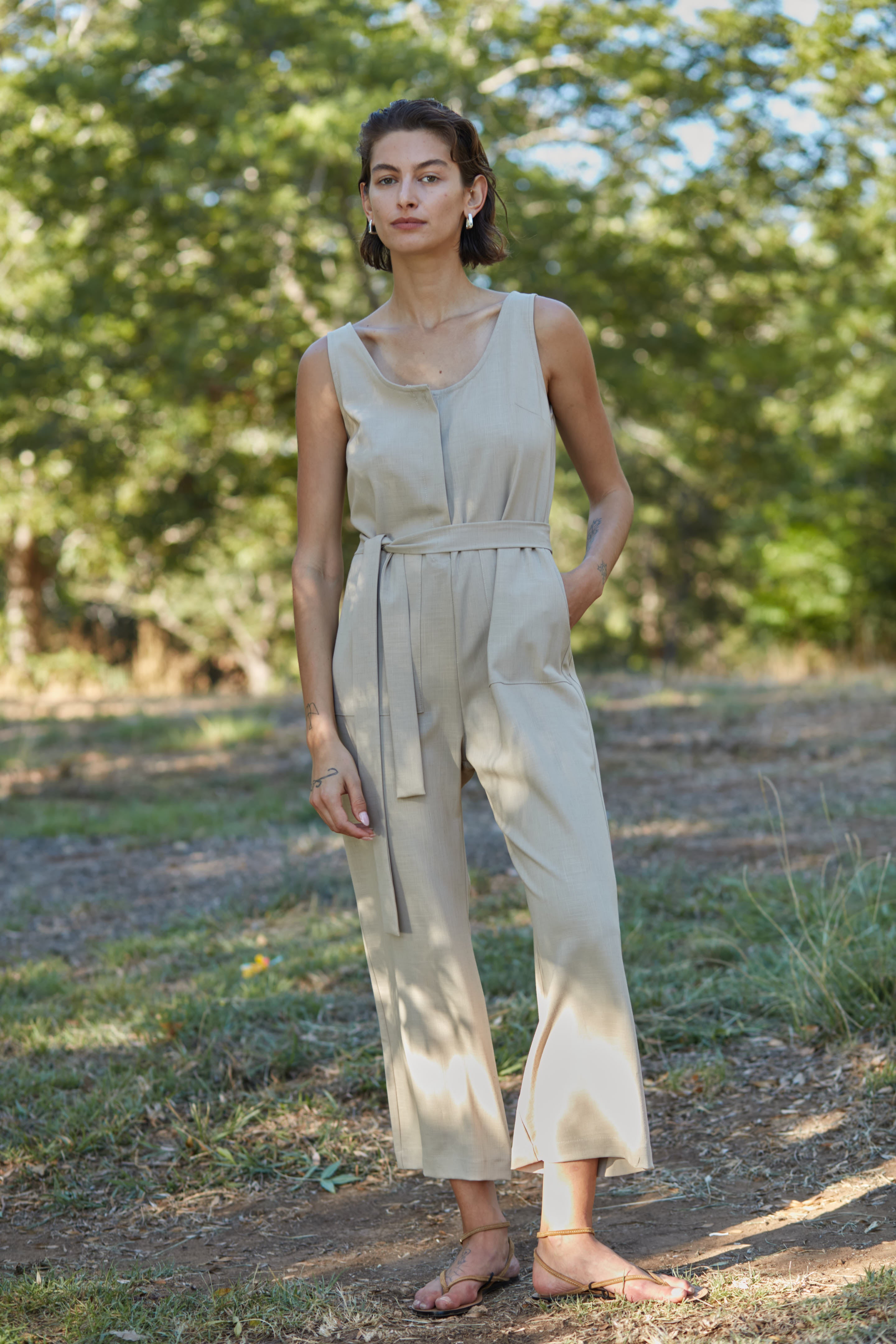 hot long jumpsuit beige